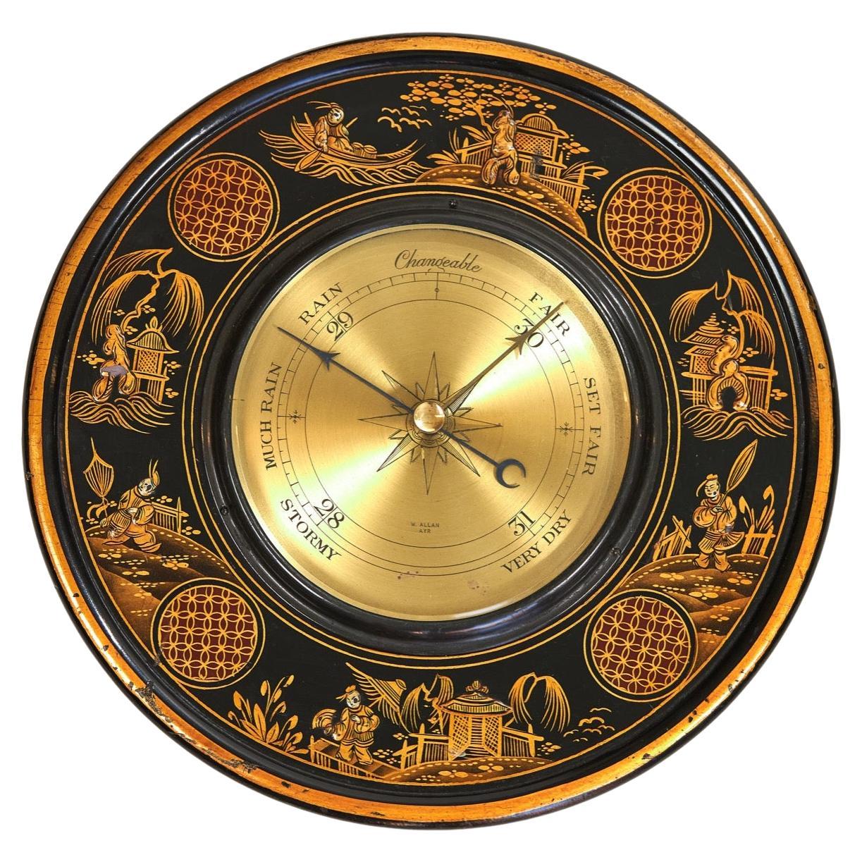 chinoiserie Decorated Circular Barometer, circa 1930s