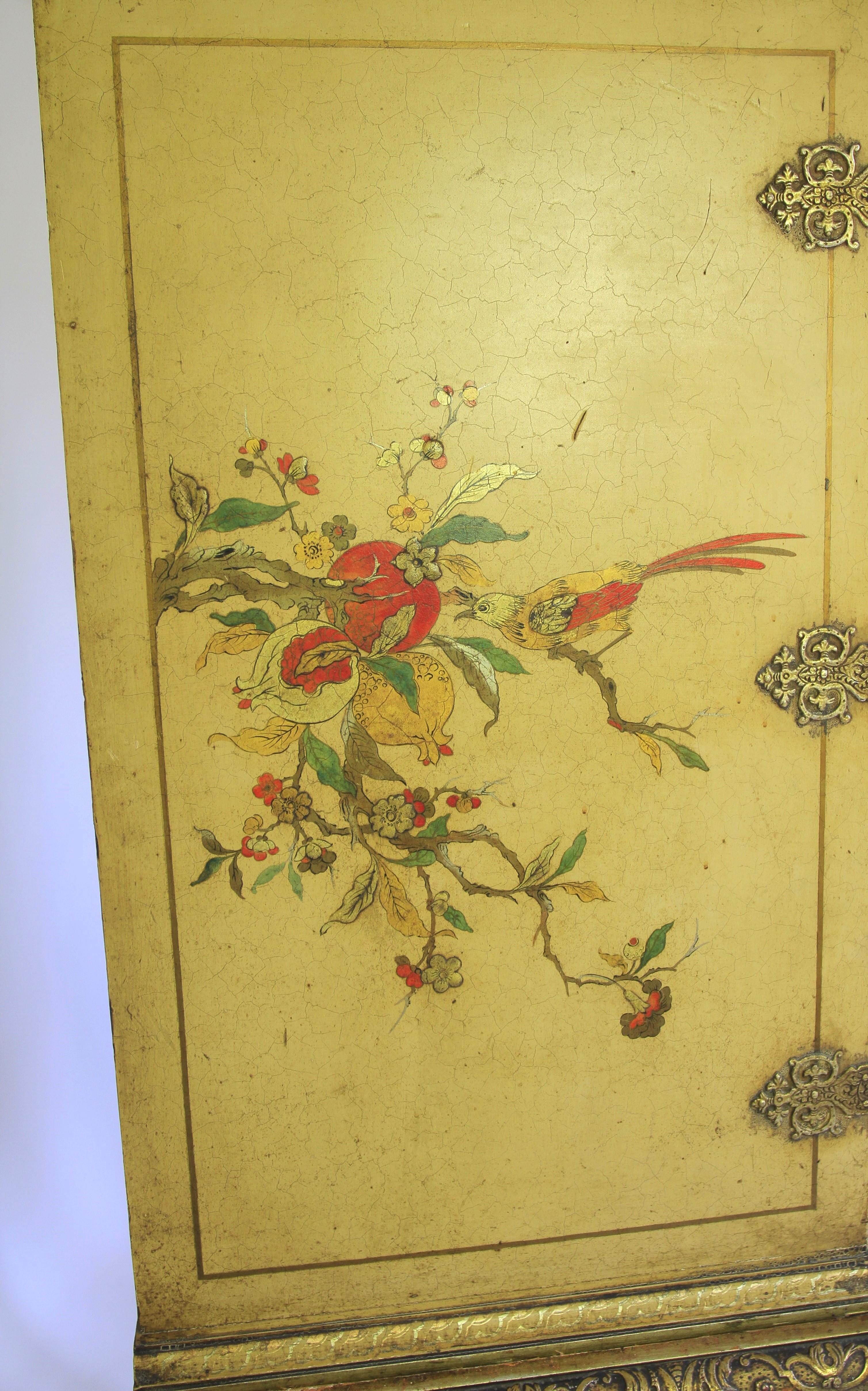 Silver Leaf Chinoiserie decorated Cocktail cabinet on stand For Sale