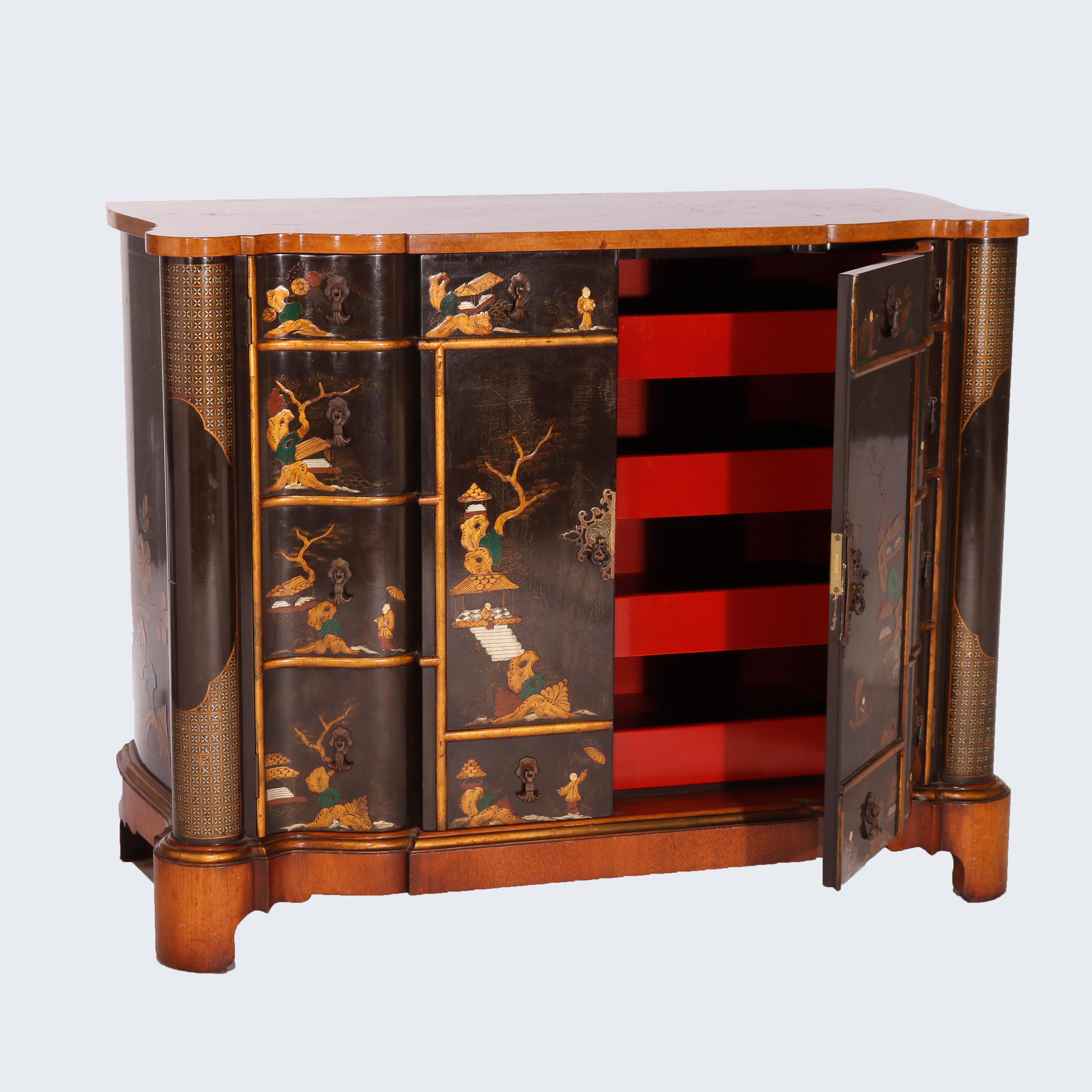Chinoiserie Decorated Credenza Cabinet 20th C For Sale 12