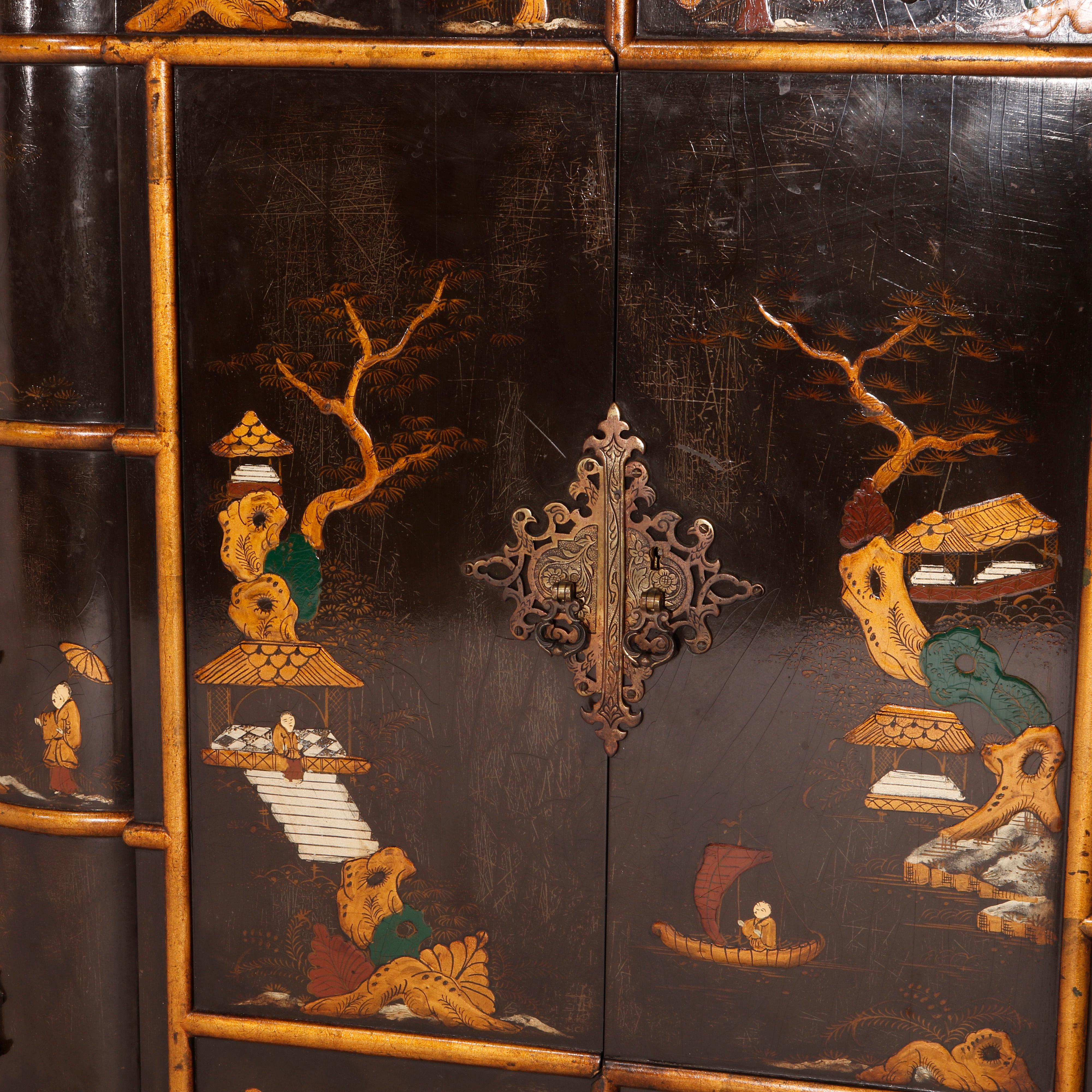 Chinoiserie Decorated Credenza Cabinet 20th C For Sale 13
