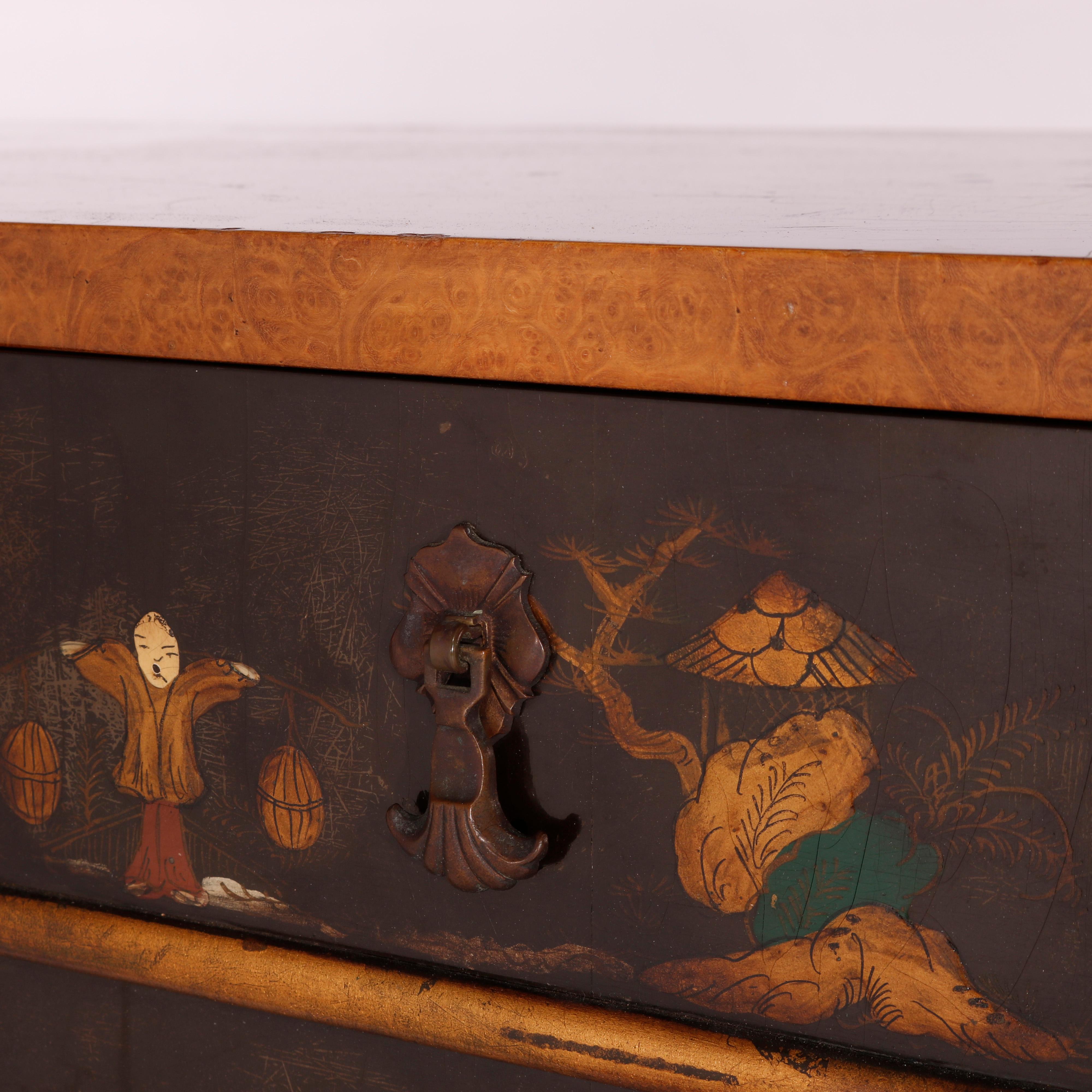 Wood Chinoiserie Decorated Credenza Cabinet 20th C For Sale