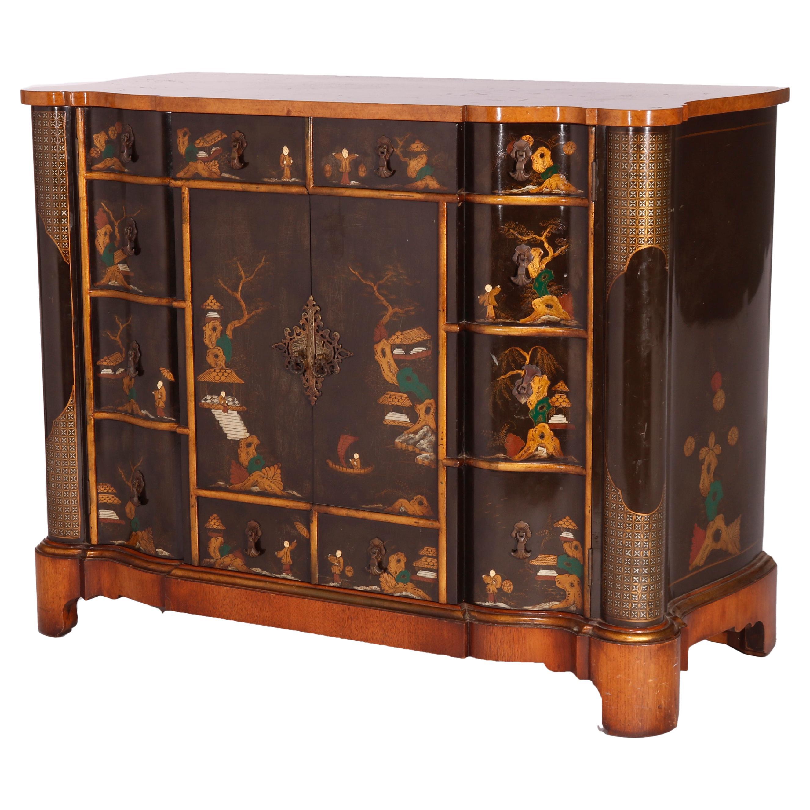 Chinoiserie Decorated Credenza Cabinet 20th C