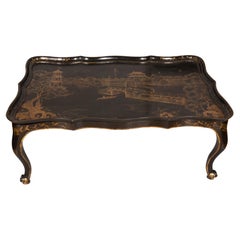 Retro Chinoiserie Decorated Lacquer Coffee Table