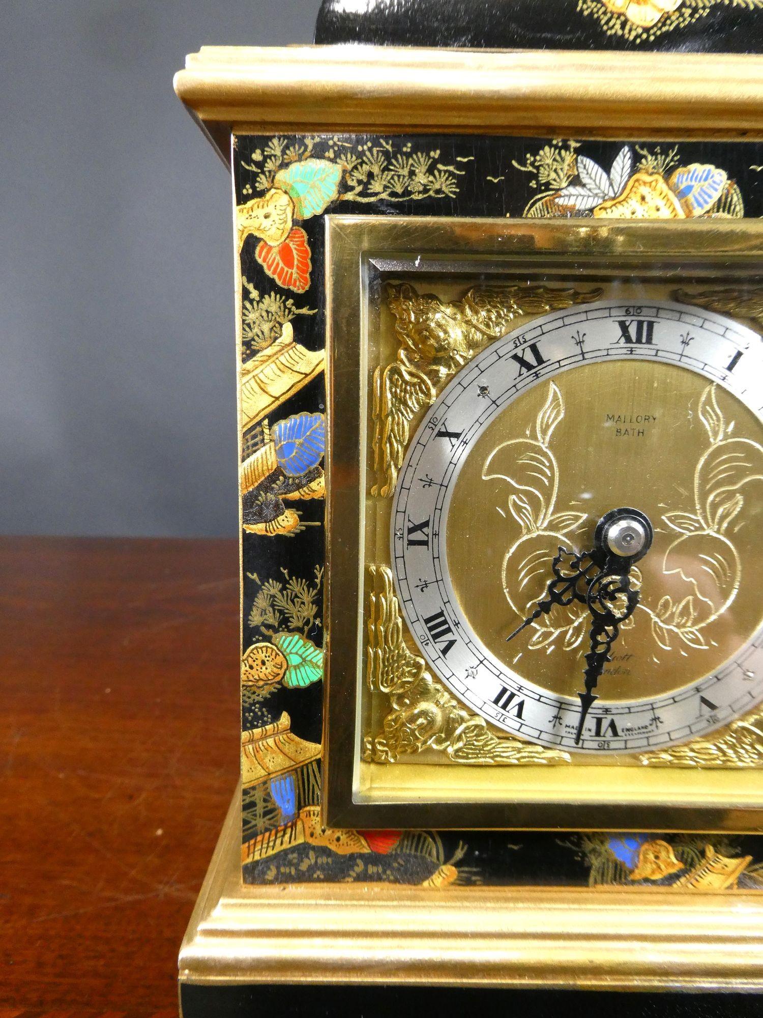 Chinoiserie Decorated Mantel Clock by Elliott For Sale 4