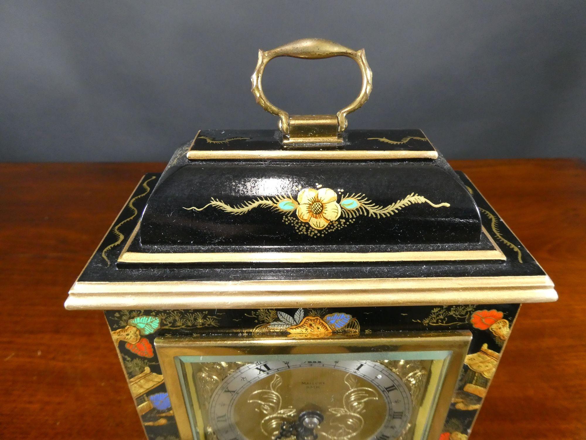 Chinoiserie Decorated Mantel Clock by Elliott For Sale 5