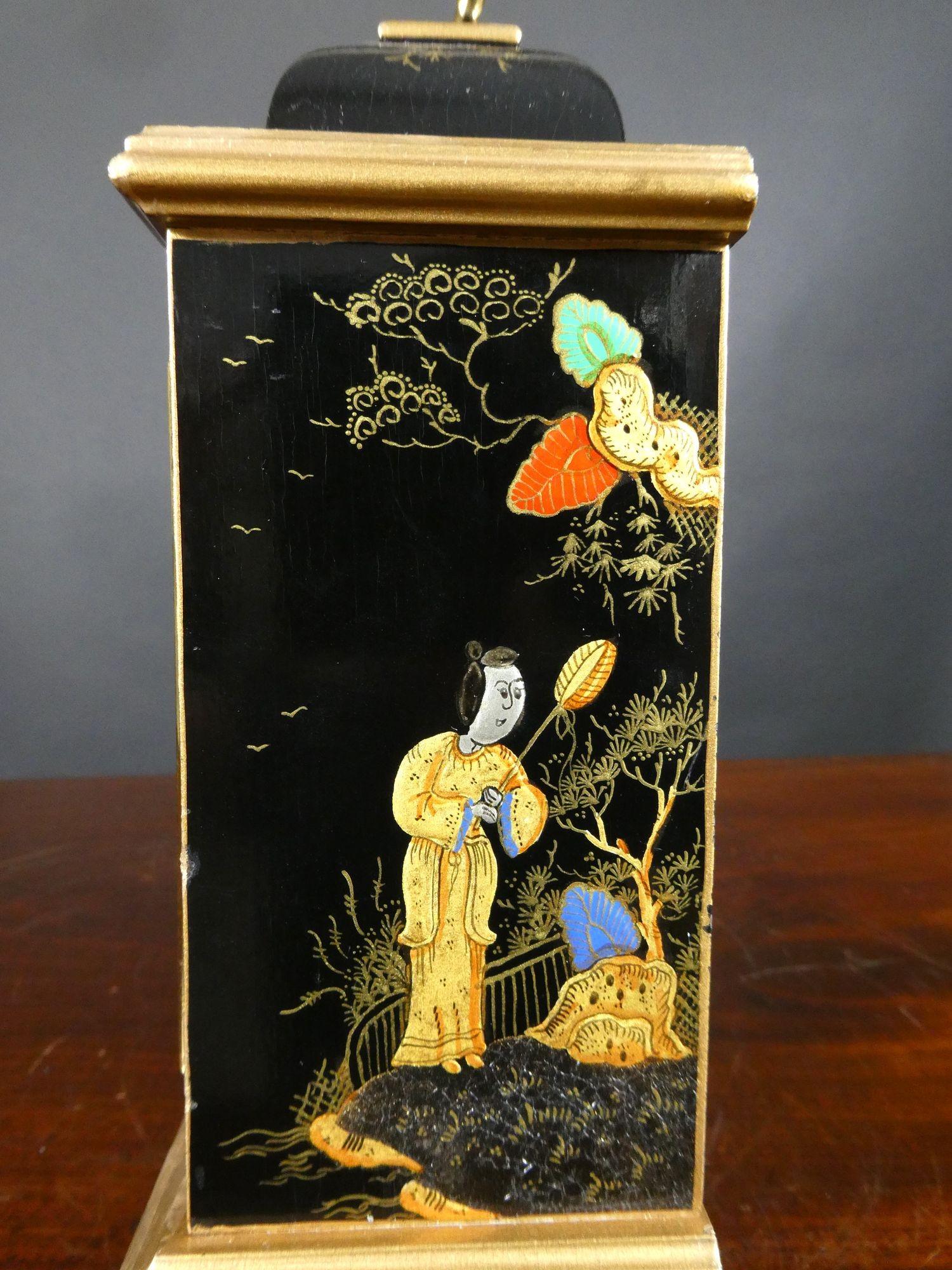 Chinoiserie Decorated Mantel Clock by Elliott For Sale 1