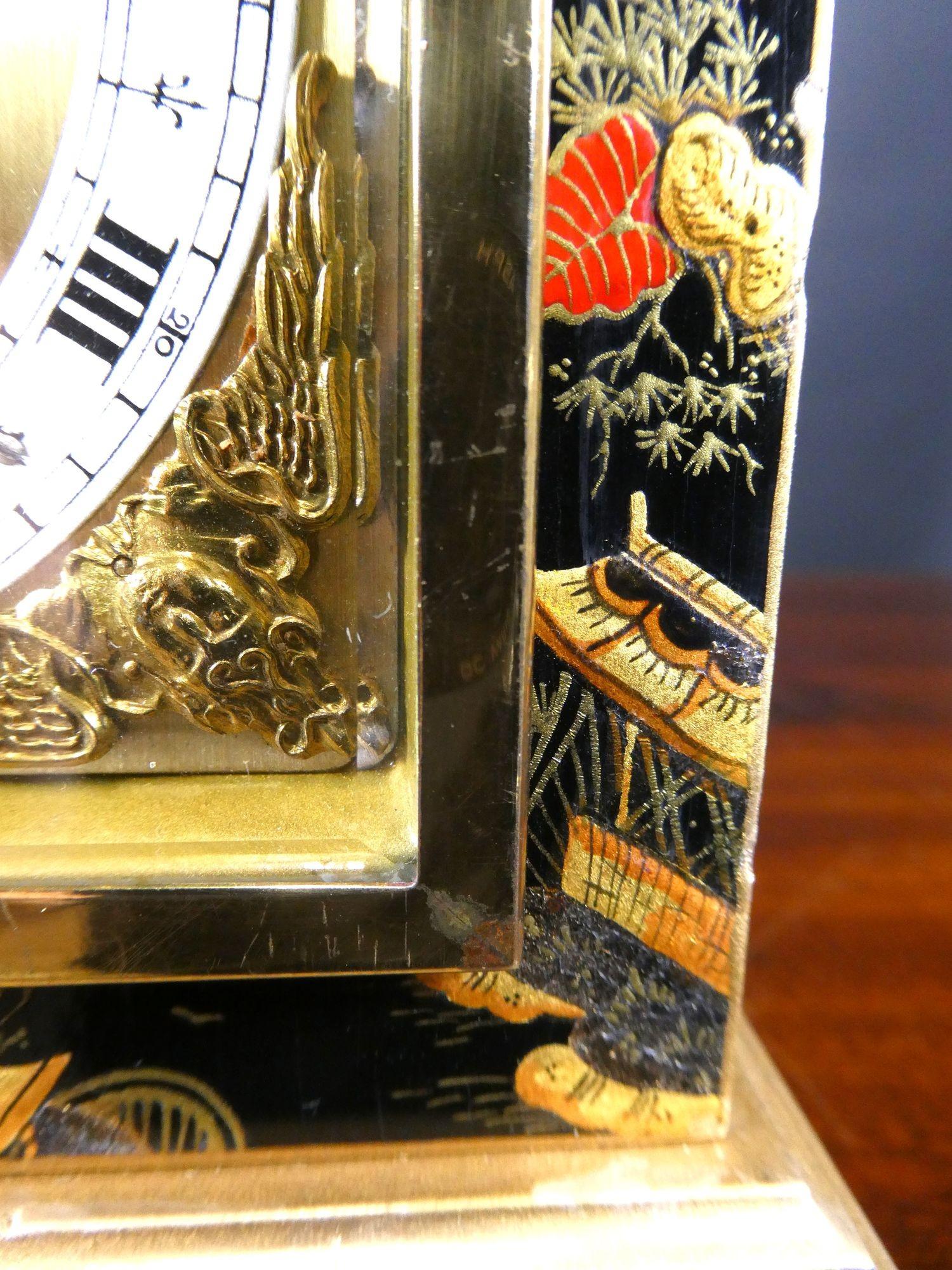 Chinoiserie Decorated Mantel Clock by Elliott For Sale 3