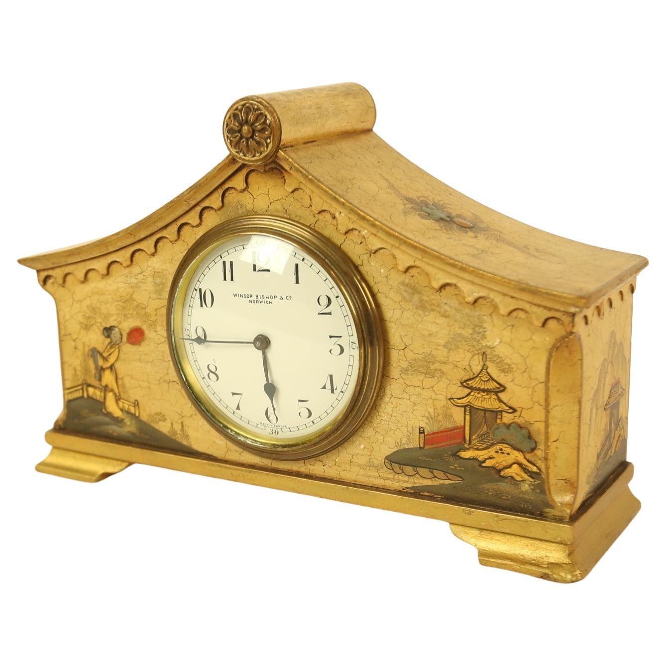 Chinoiserie decorated Mantel clock circa 1930s