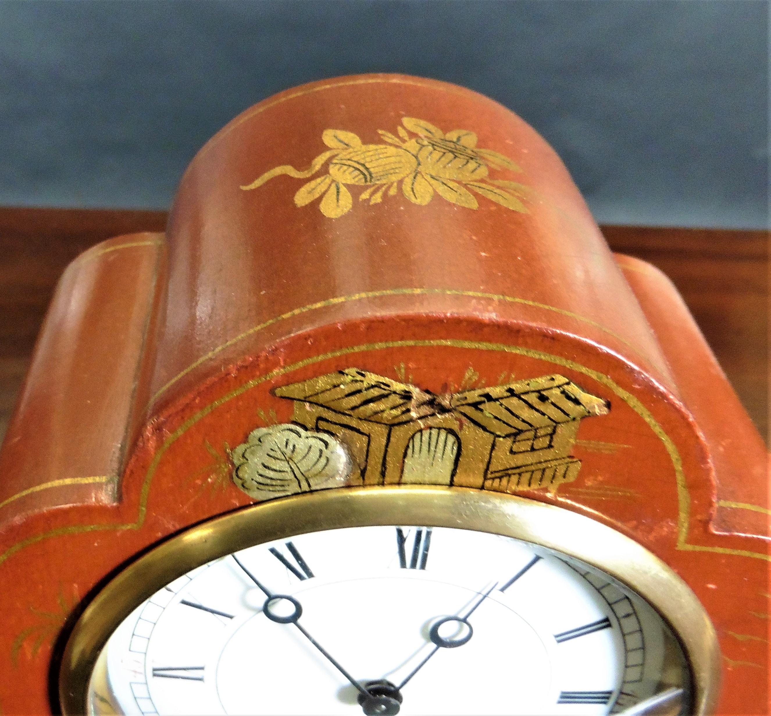 Chinoiserie Decorated Mantel Clock In Good Condition For Sale In Norwich, GB