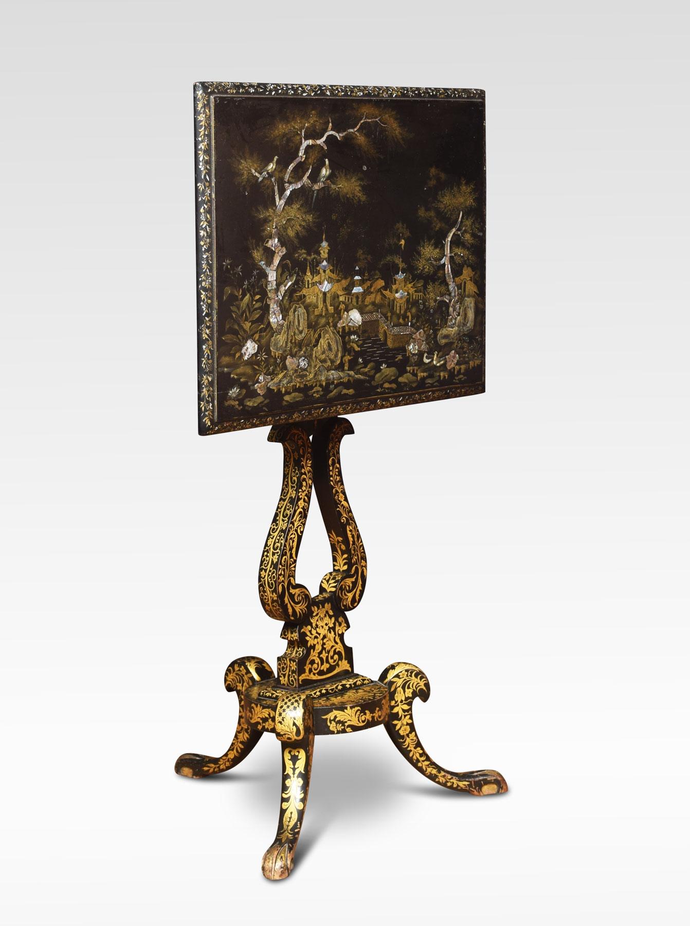 Ebony Chinoiserie Decorated Occasional Table