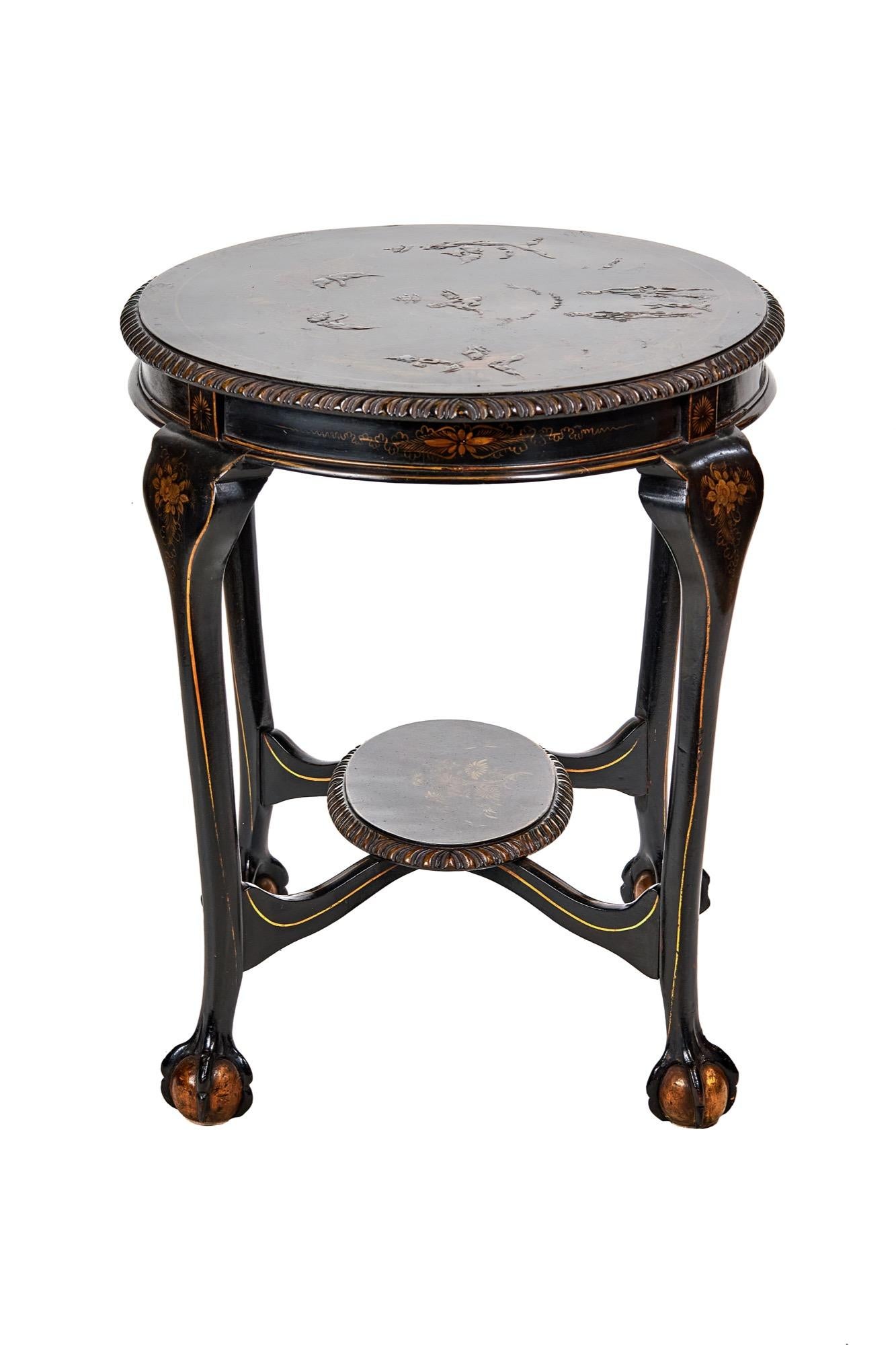 European chinoiserie Decorated Oval 2 Tier Table, circa 1900 For Sale