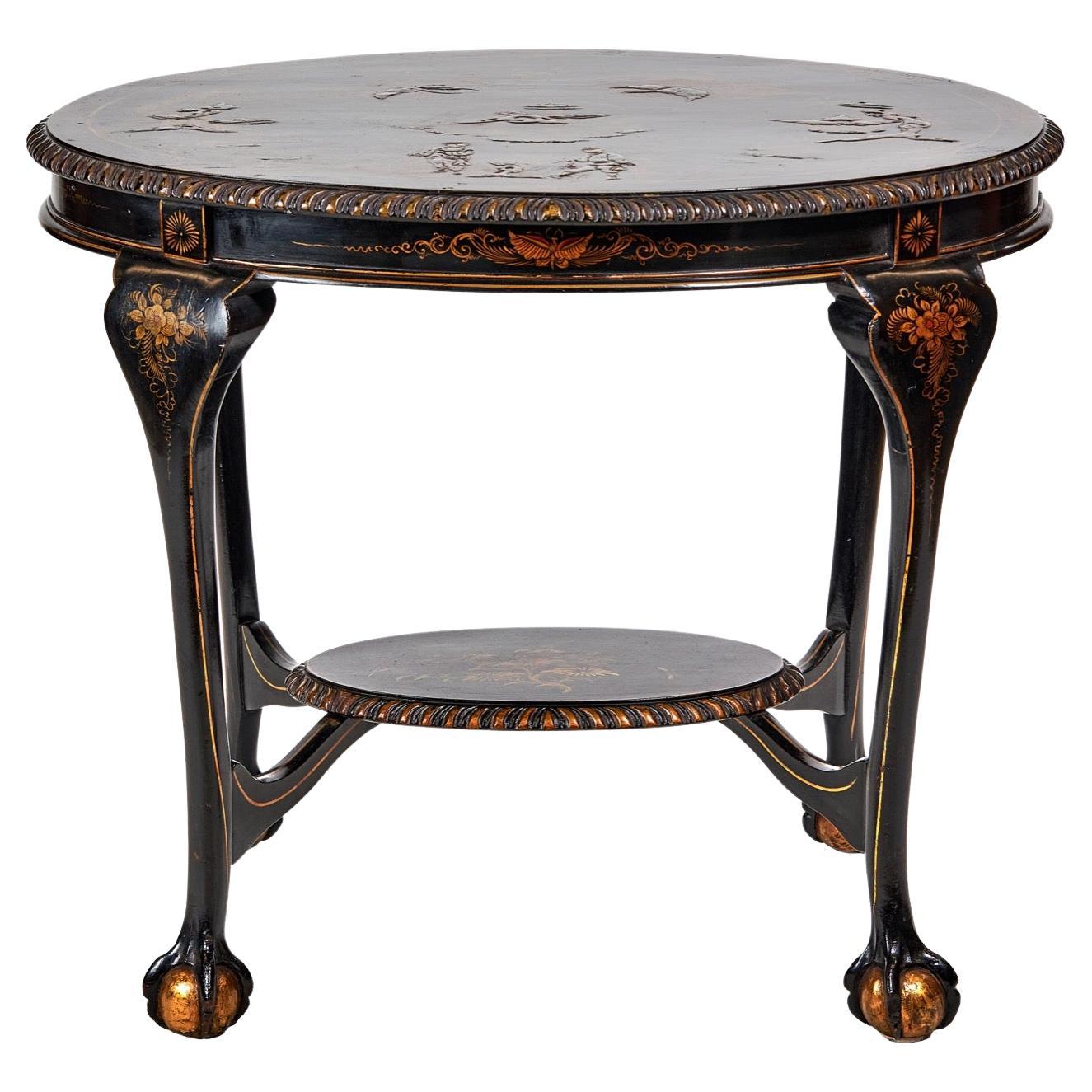 chinoiserie Decorated Oval 2 Tier Table, circa 1900 For Sale