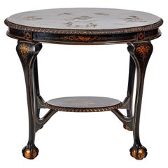 Antique chinoiserie Decorated Oval 2 Tier Table, circa 1900