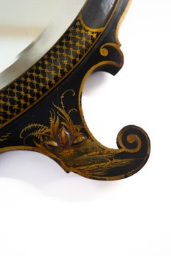 Chinoiserie decorated oval wall mirror 1930s