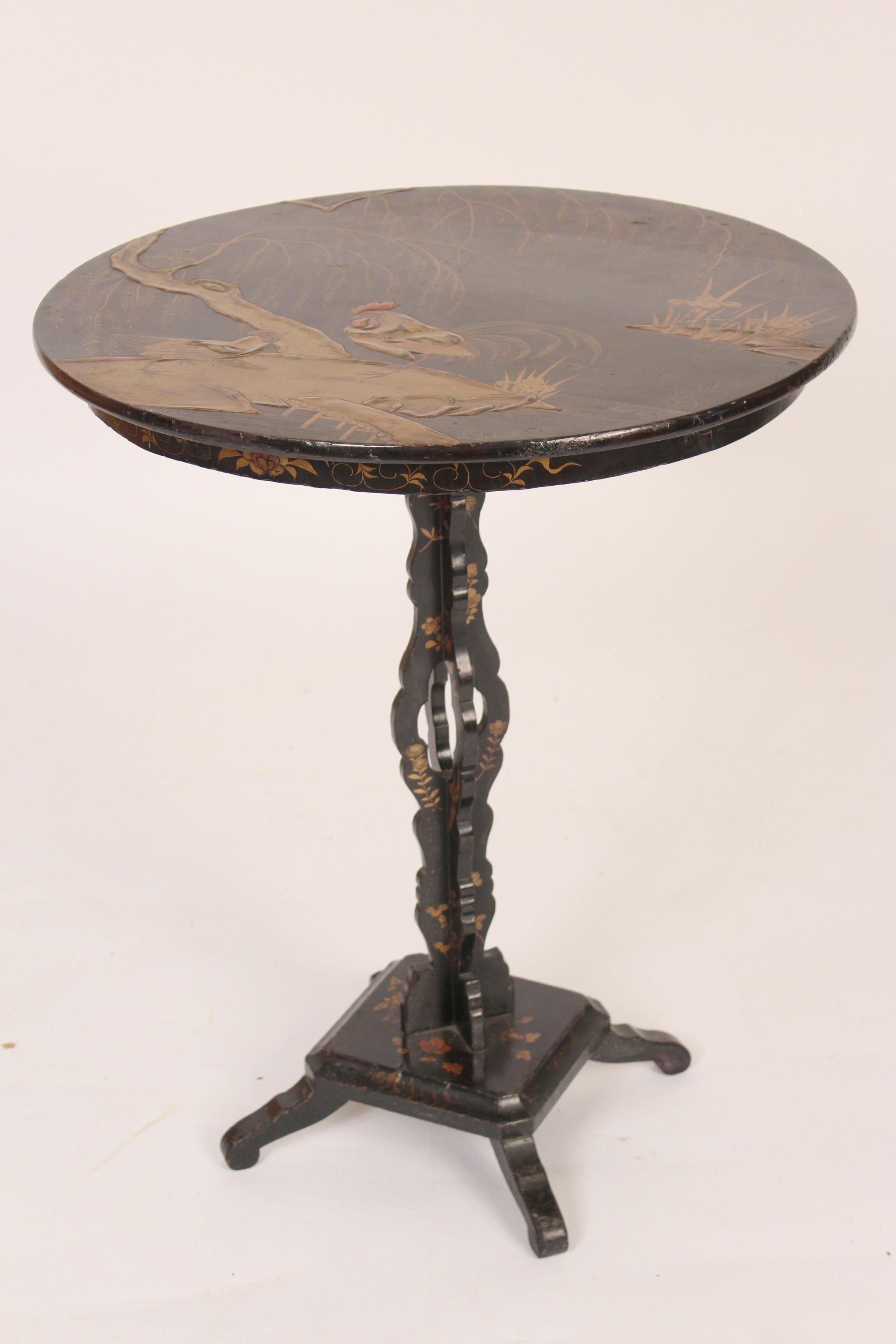Chinoiserie Decorated Tilt Top Table In Good Condition In Laguna Beach, CA