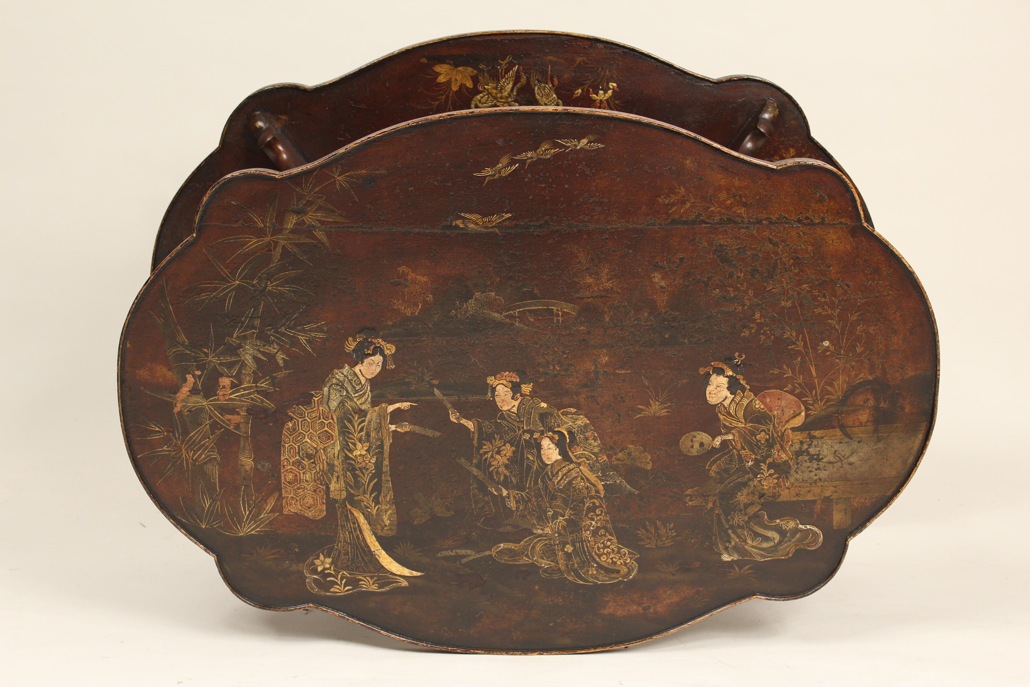 Mid-20th Century Chinoiserie Decorated Two-Tier Occasional Table