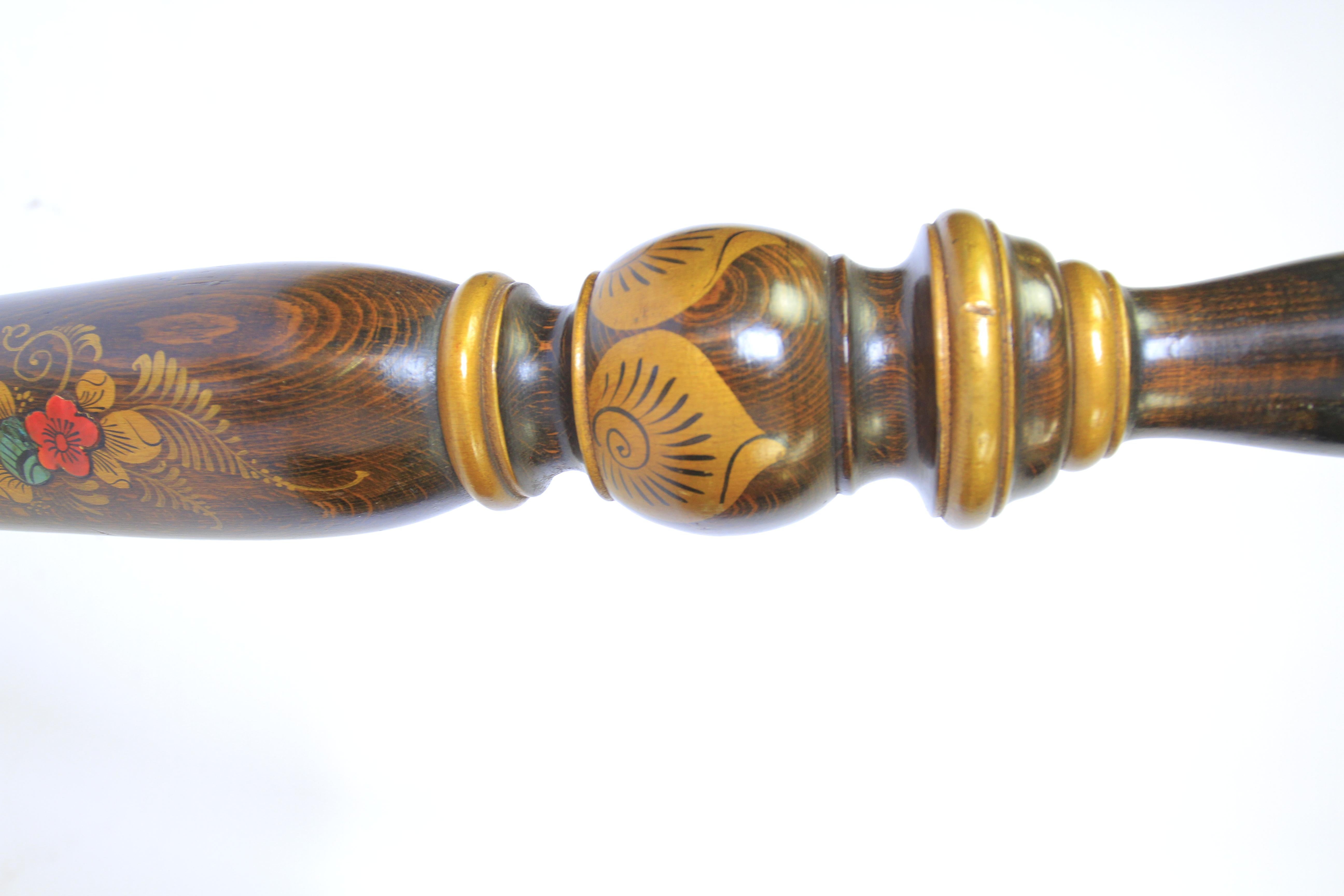 Lacquer Chinoiserie Decorated Walnut Standard lamp circa 1930s For Sale