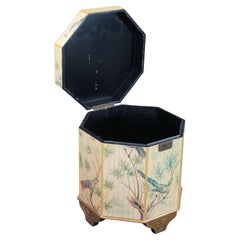 Chinoiserie Decorative Octagon Box Bird Cage Design Dry Bar Wine Bottle Storage