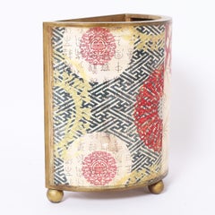 Chinoiserie Demilune Trash Can or Container