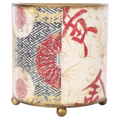 Chinoiserie Demilune Trash Can or Container