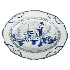 Chinoiserie Design Pearlware Oval Dish, Leeds Pottery, Circa 1790