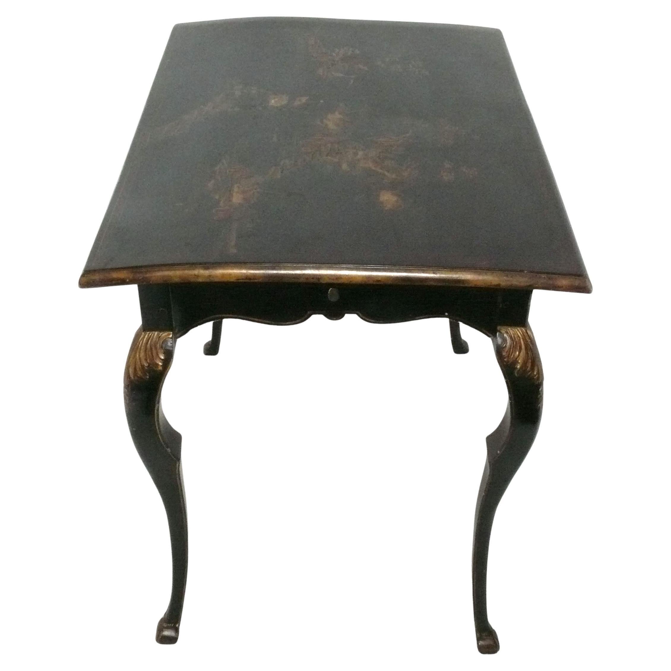 Chinoiserie Desk and Chair French 19th Century Hand Painted Details In Distressed Condition For Sale In Atlanta, GA