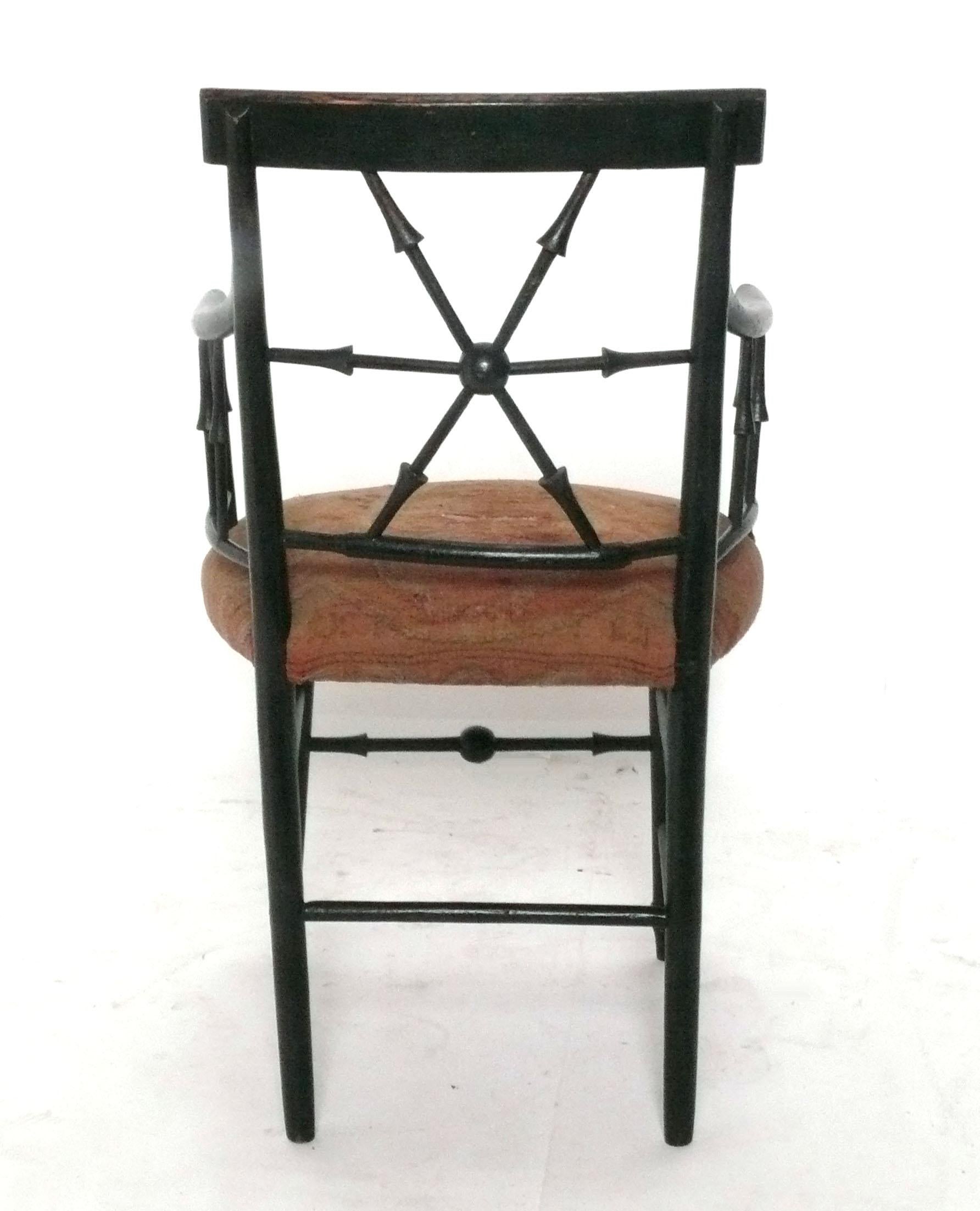 Chinoiserie Desk and Chair French 19th Century Hand Painted Details For Sale 2