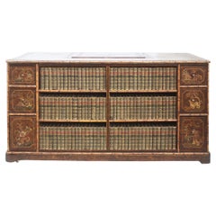 Chinoiserie Desk  / English Library Table with Faux Bamboo Trim