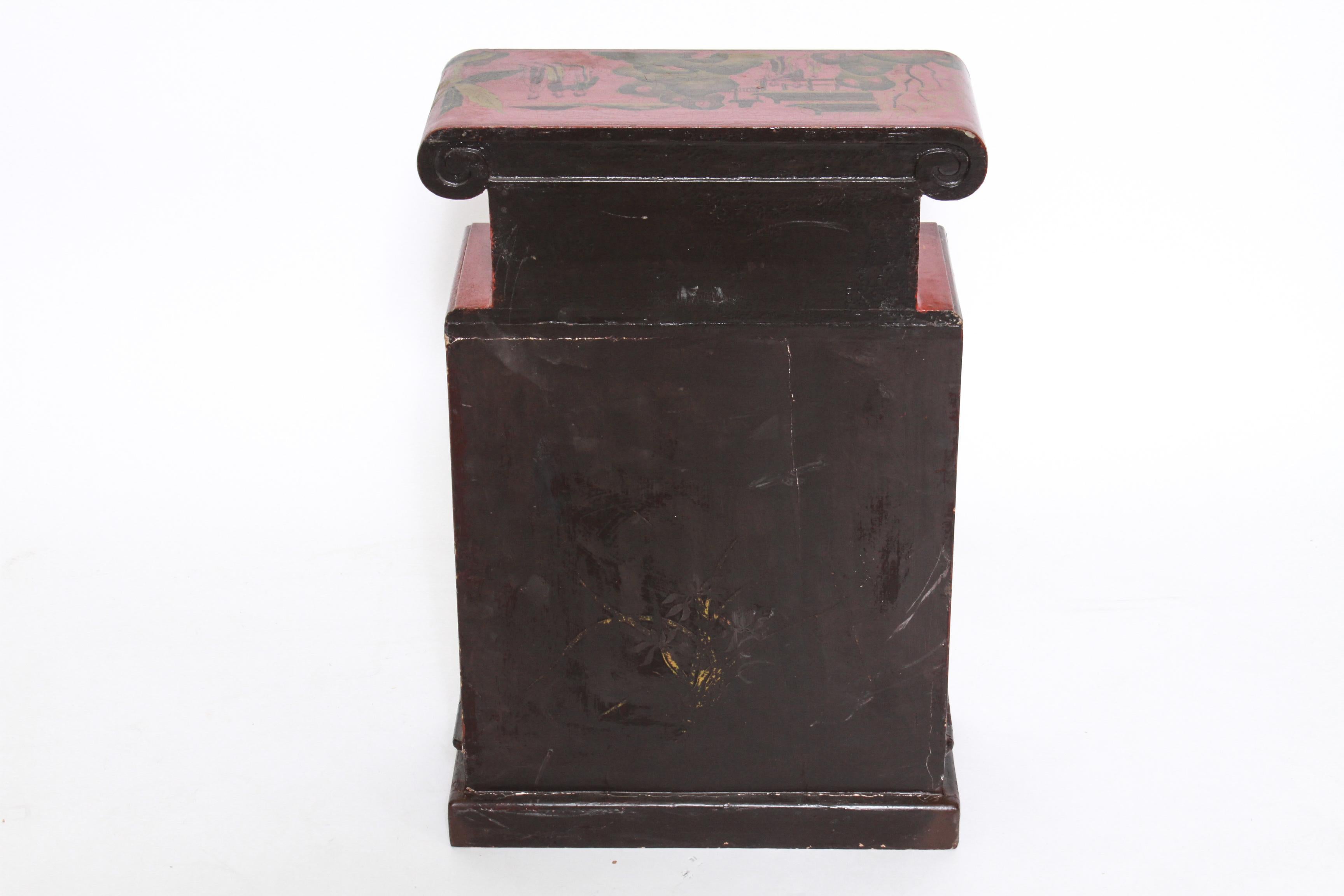 Chinoiserie Diminutive Cabinet with Painted Scenes In Good Condition In New York, NY