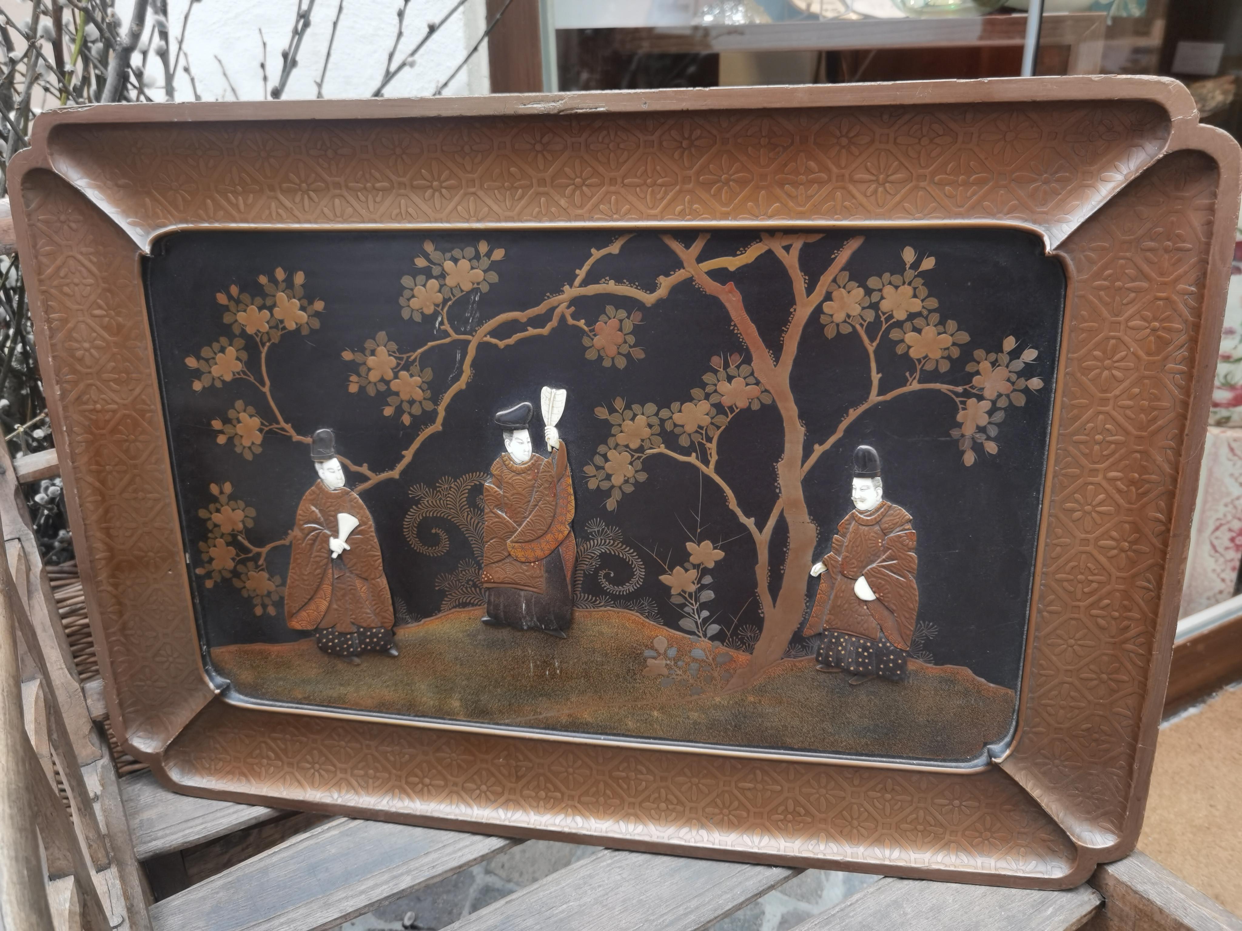 Chinoiserie Early 20th Century Large Wooden Tray Japan 2