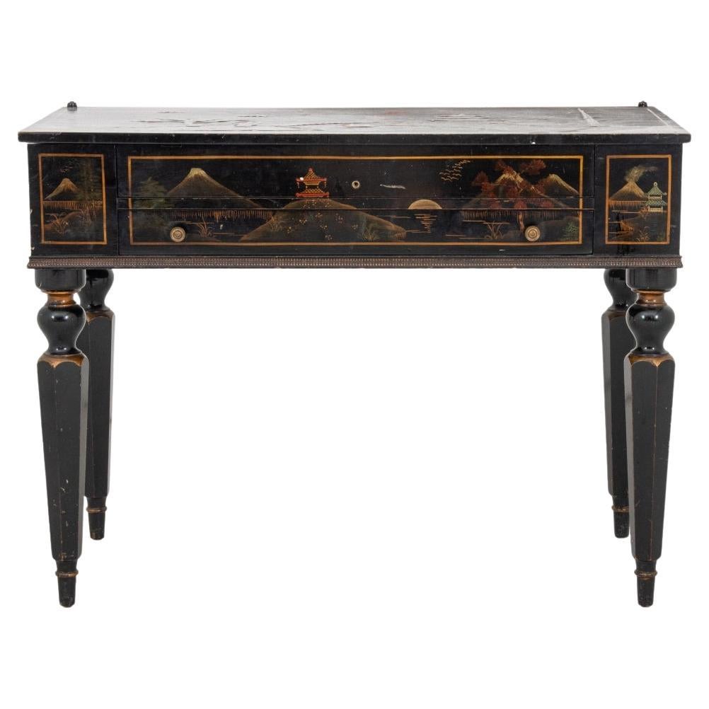 Chinoiserie Ebonized Council Writing Desk For Sale