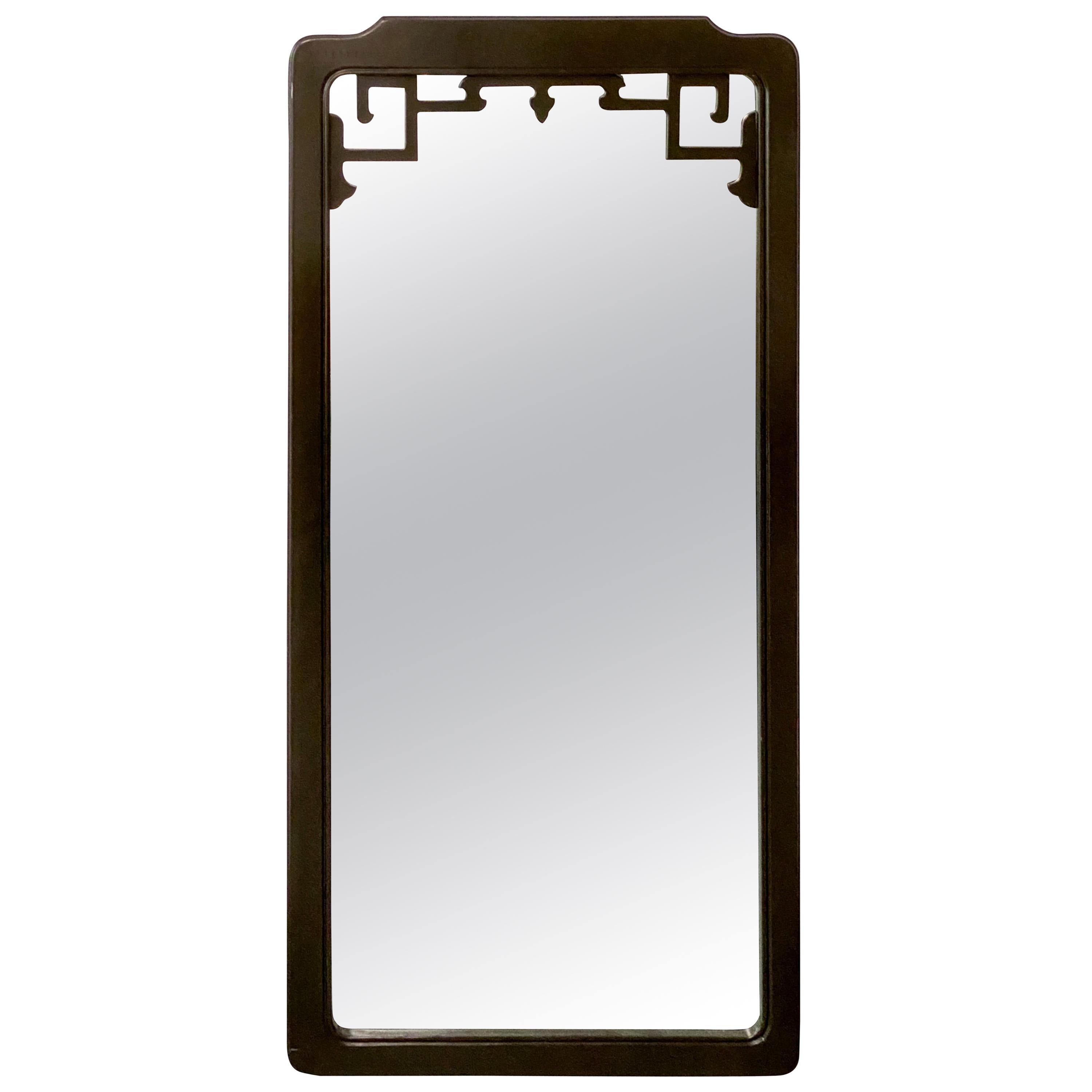 Chinoiserie Ebonized Frame Mirror For Sale