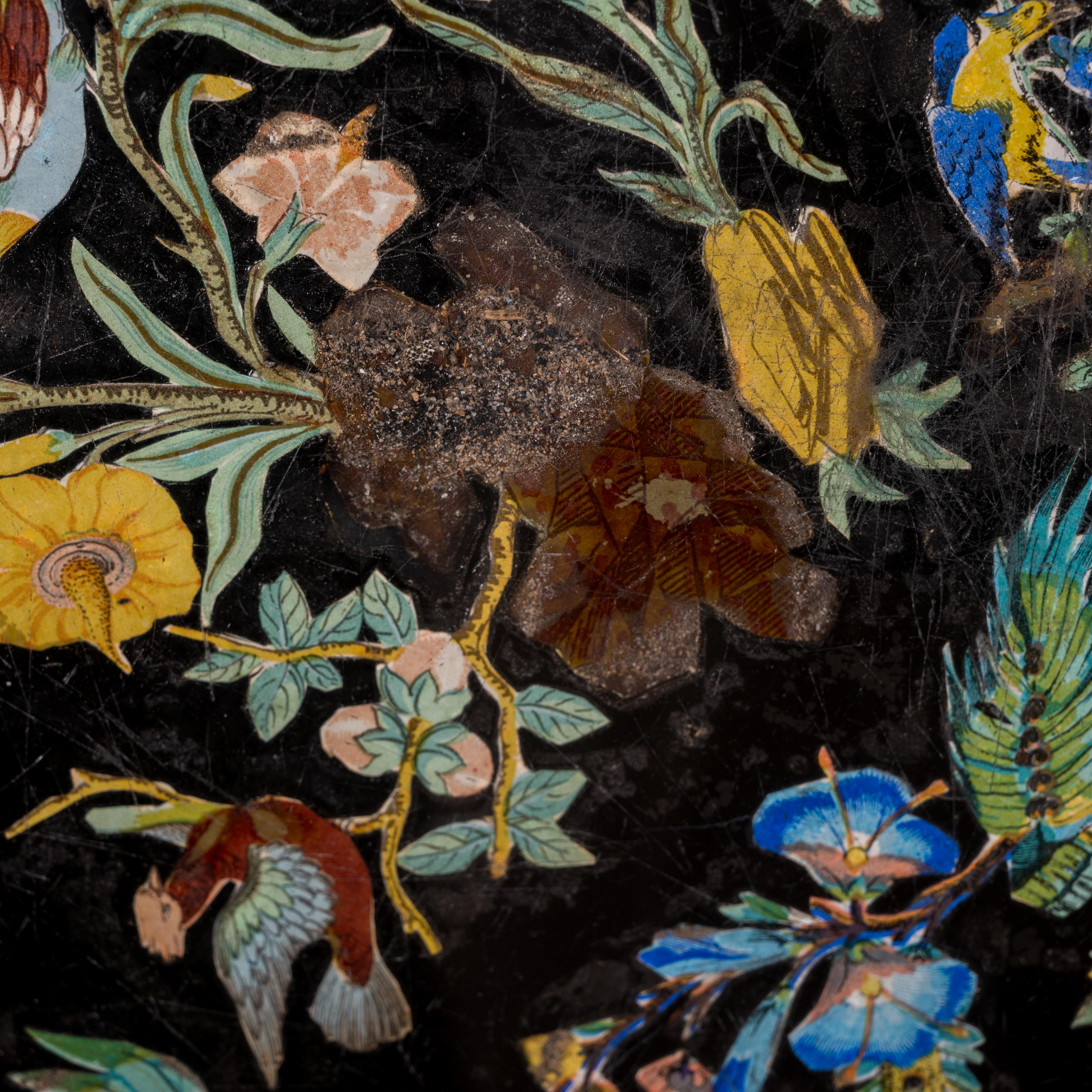 Chinoiserie Eglomise-Glastafel aus Glas, 19. Jahrhundert im Angebot 6