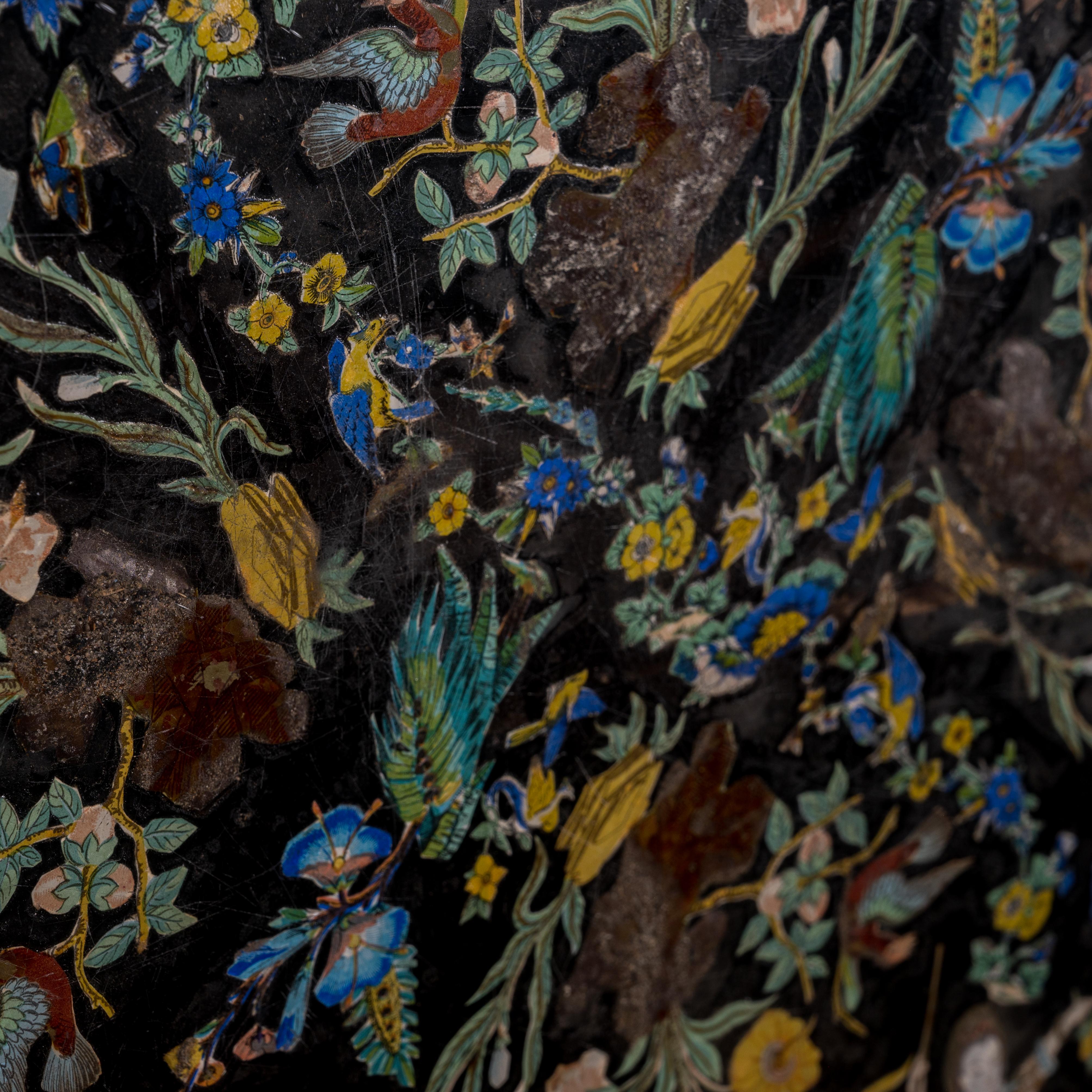 Chinoiserie Eglomise-Glastafel aus Glas, 19. Jahrhundert im Angebot 2