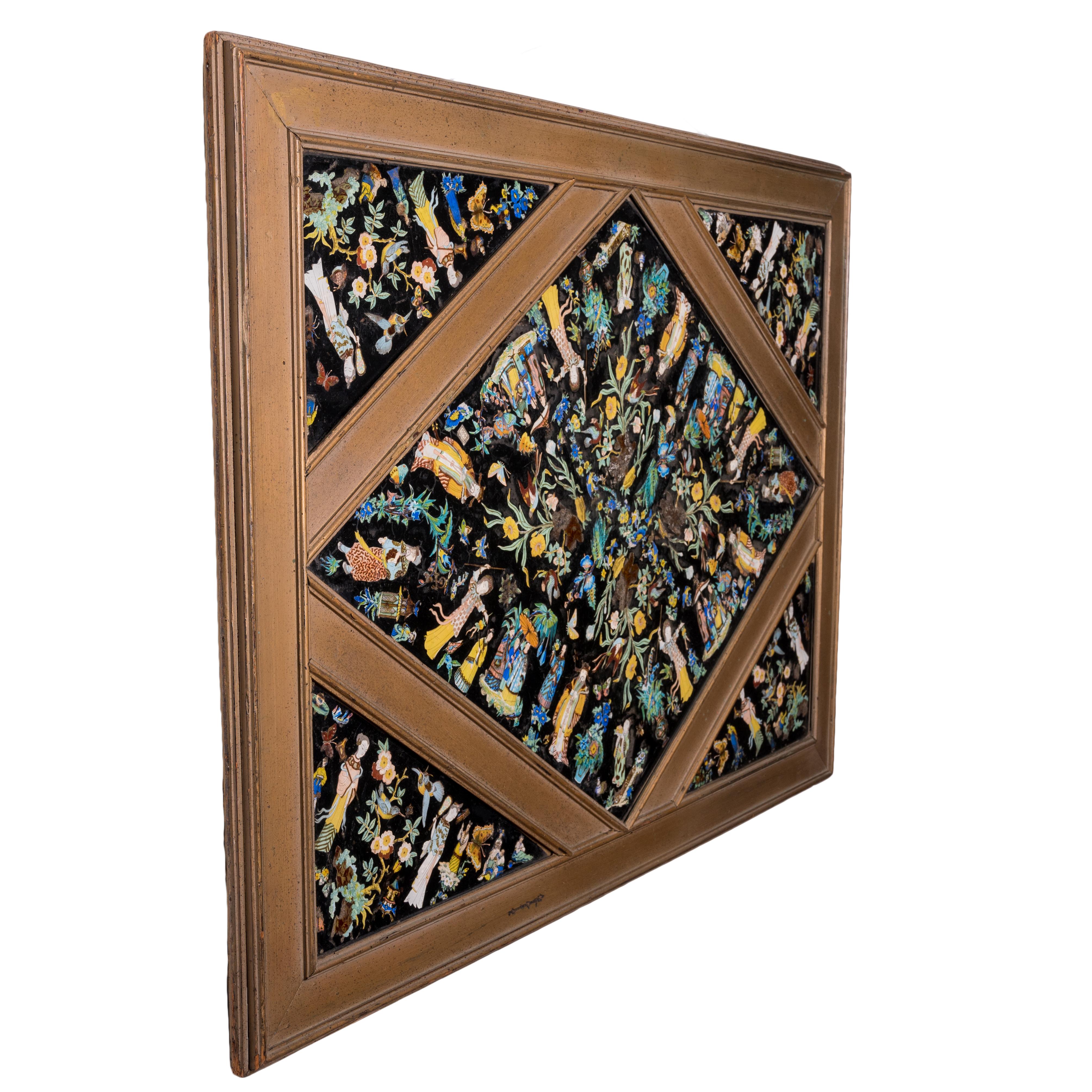 Chinoiserie Eglomise-Glastafel aus Glas, 19. Jahrhundert im Angebot 3