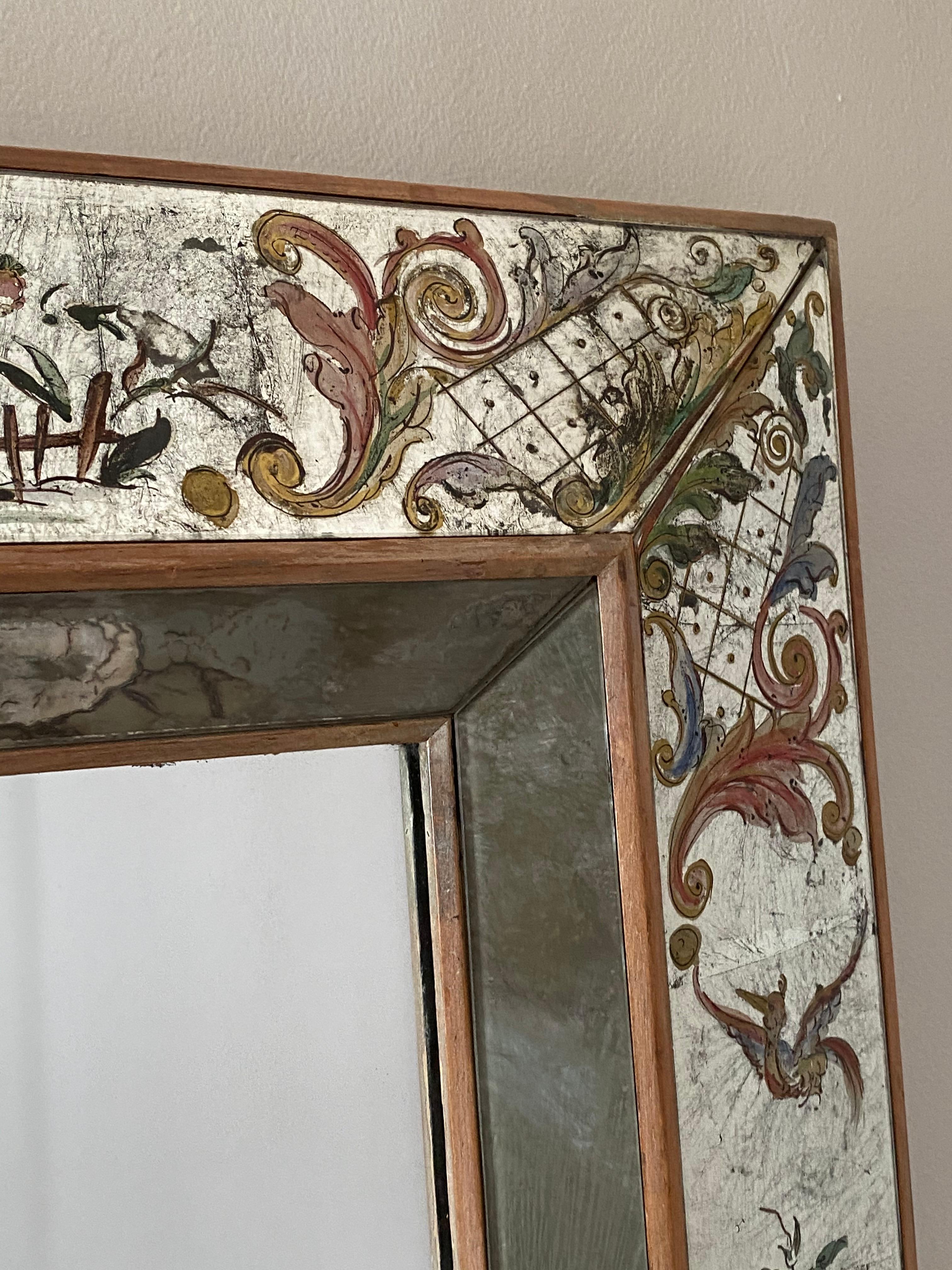 Chinoiserie Elgomisé Wall Mirror in the Style of Maison Jansen For Sale 3