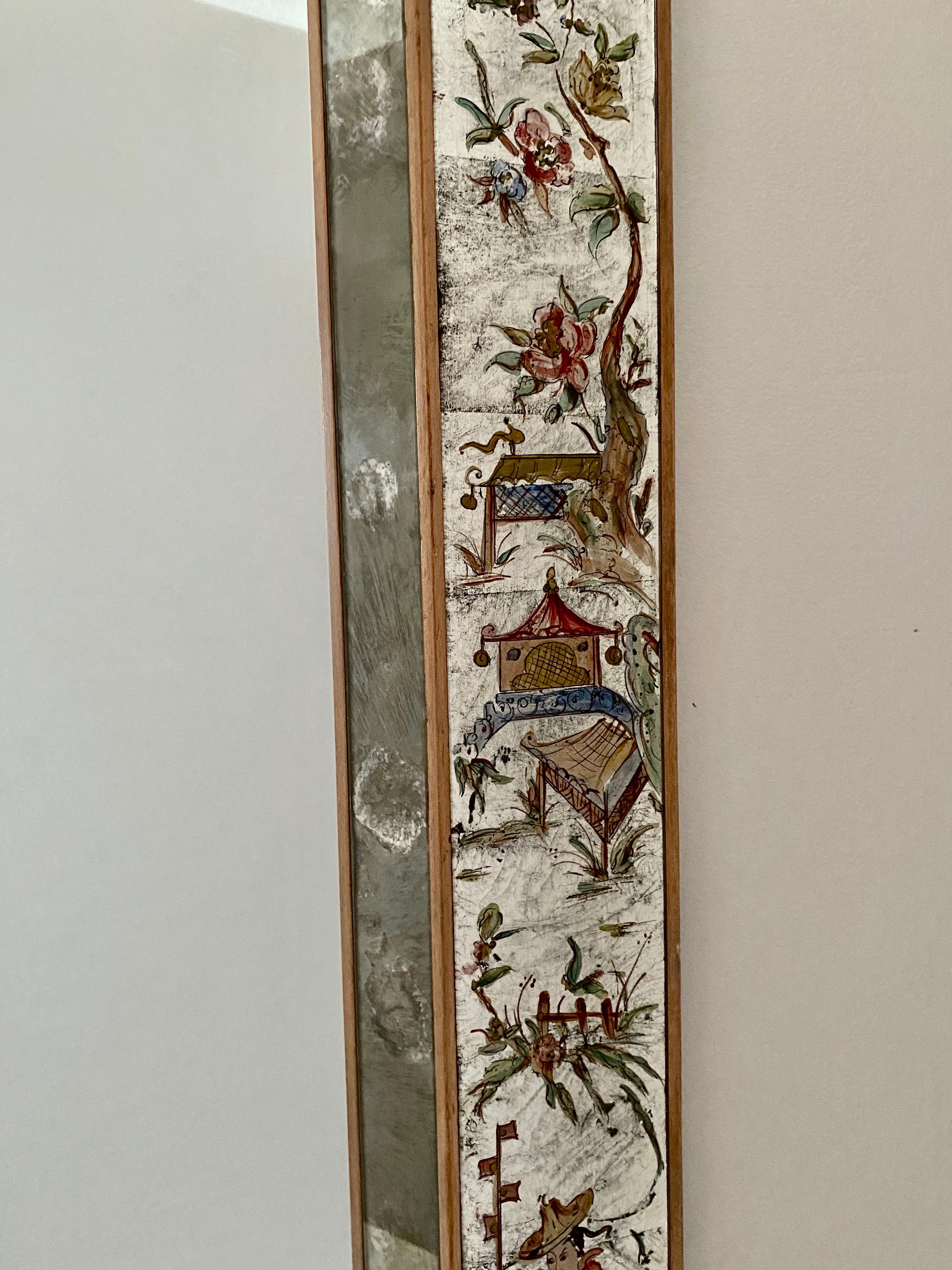 Chinoiserie Elgomisé Wall Mirror in the Style of Maison Jansen For Sale 4