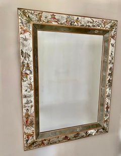 Chinoiserie Elgomisé Wall Mirror in the Style of Maison Jansen