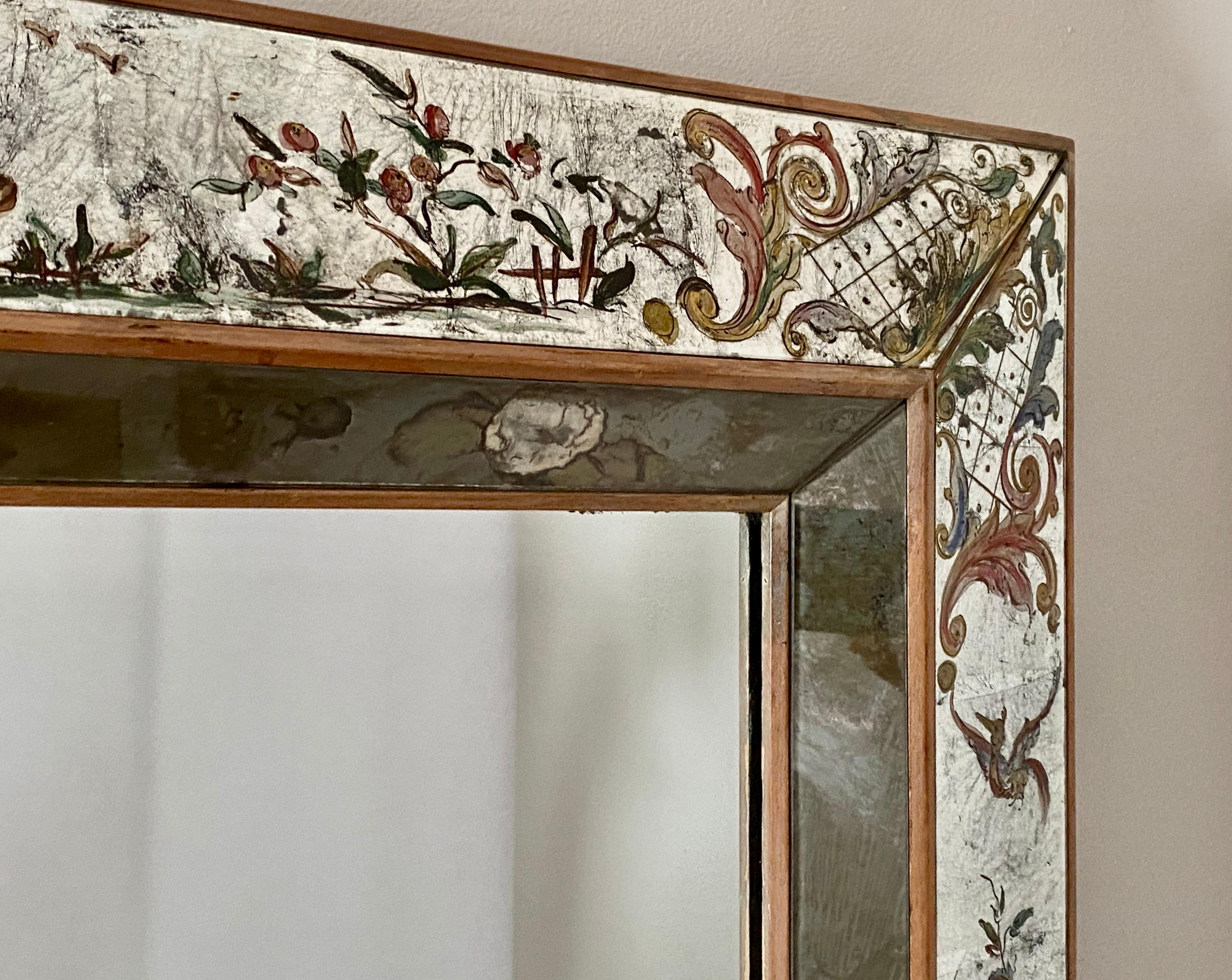 Chinoiserie Elgomisé Wall Mirror in the Style of Maison Jansen For Sale 1