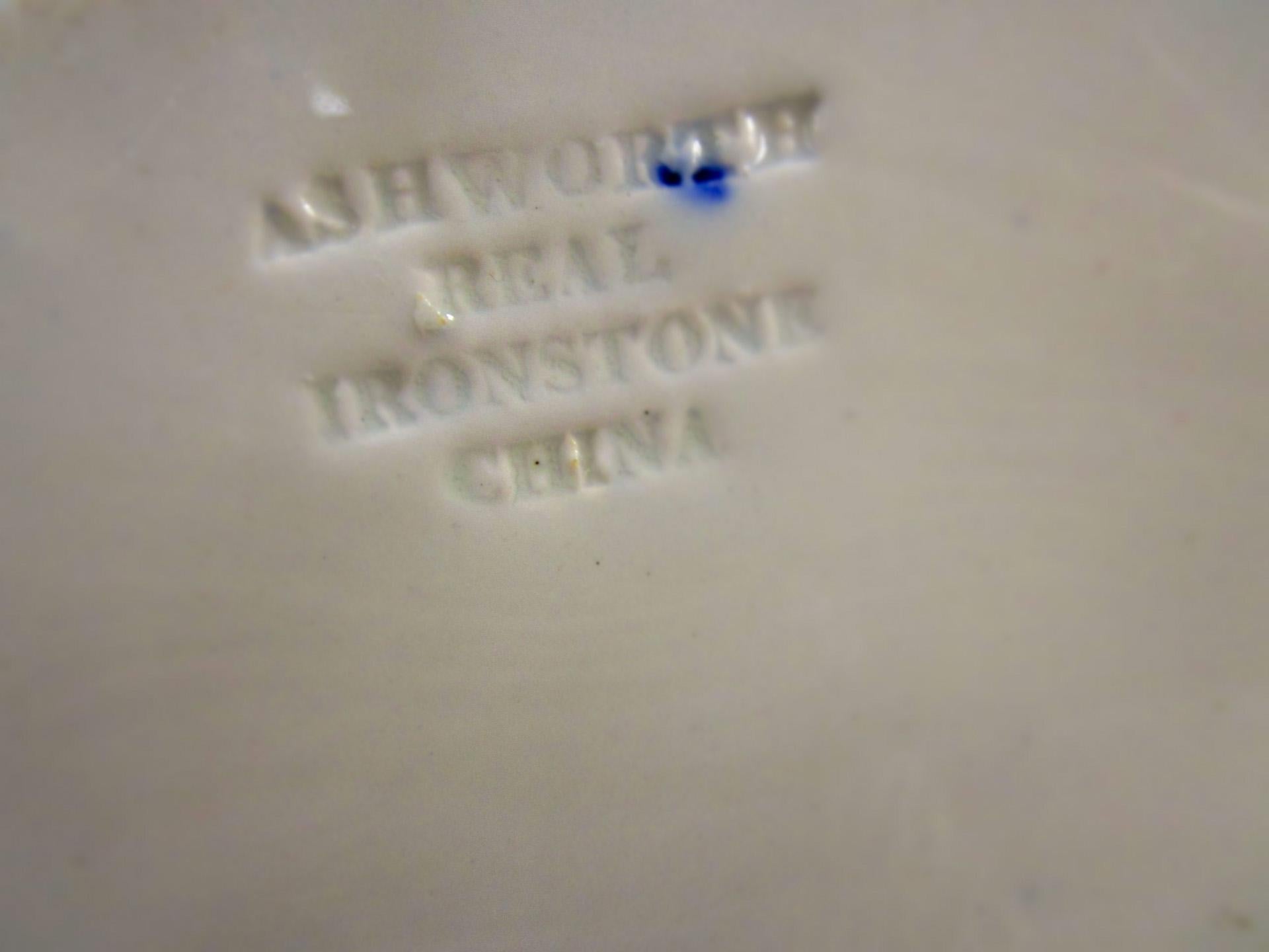 Chinoiserie English Ashworth Ironstone Cobalt Blue Rust and Gilt Small Platter 2