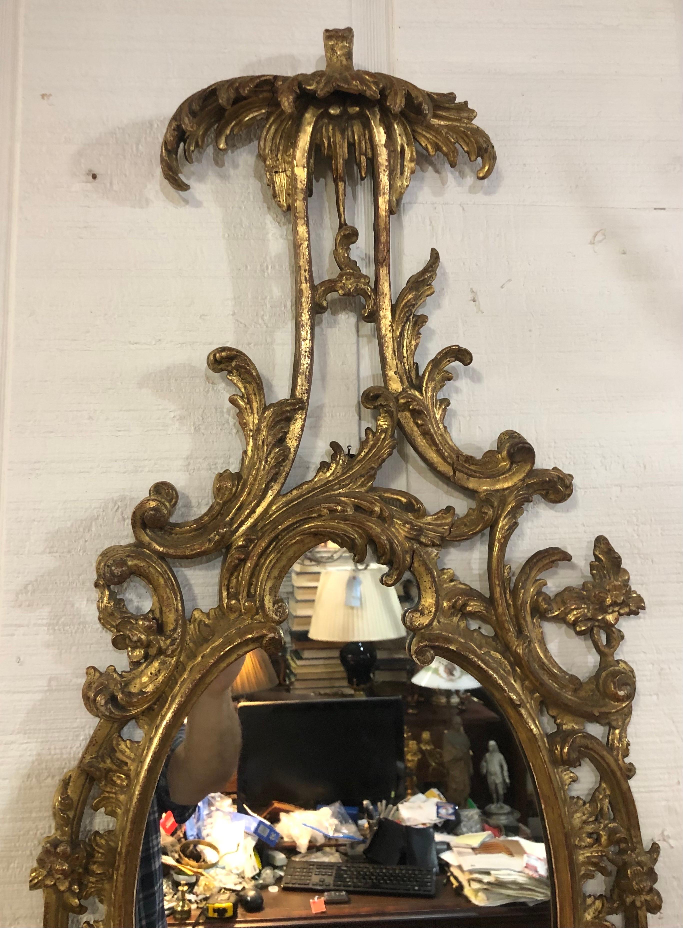 Chinoiserie English  Giltwood Chinese Chippendale Mirror 19th Century In Good Condition For Sale In Charleston, SC