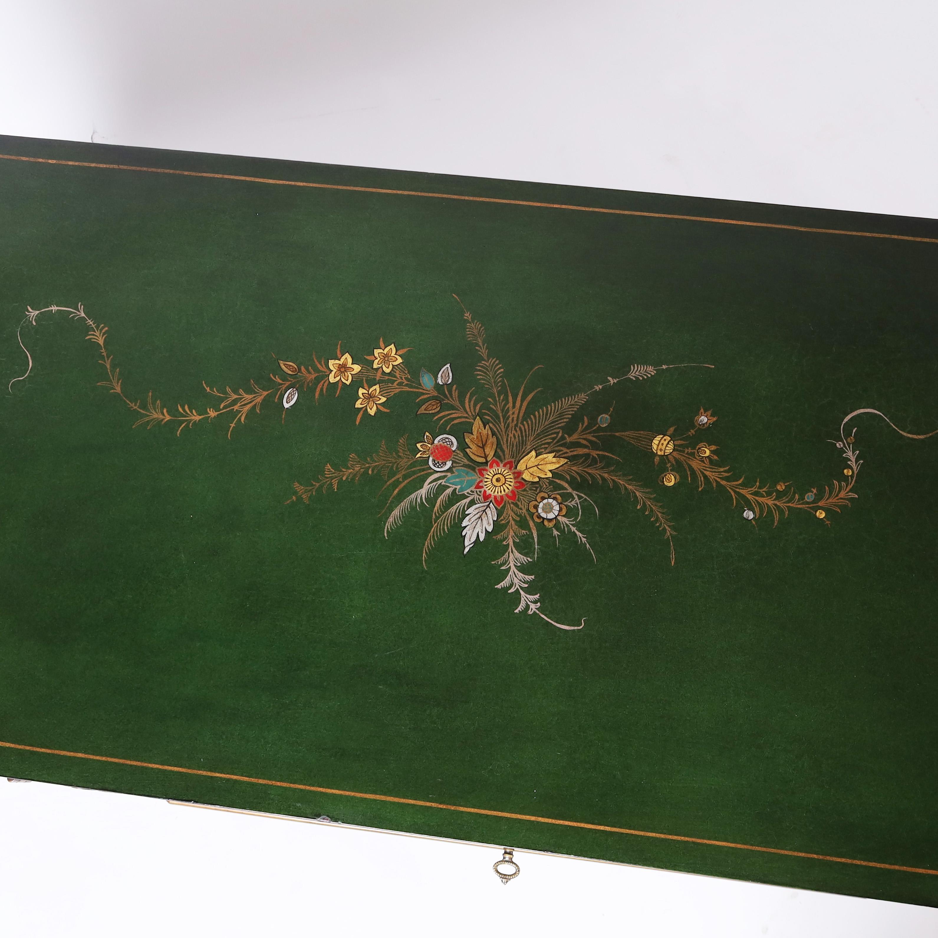 Chinoiserie English Green Cabinet on Stand In Good Condition For Sale In Palm Beach, FL