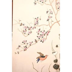 Chinoiserie Fabric Panel Framed in Faux Bamboo
