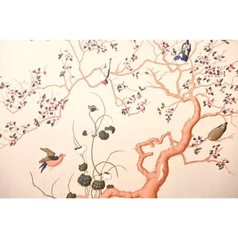 Chinoiserie Fabric Panel Framed in Faux Bamboo In Good Condition For Sale In Locust Valley, NY