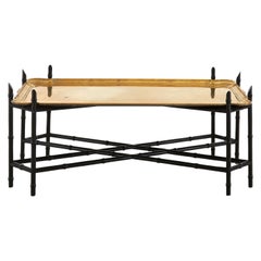 Chinoiserie Faux Bamboo Coffee Table with Brass Tray Top