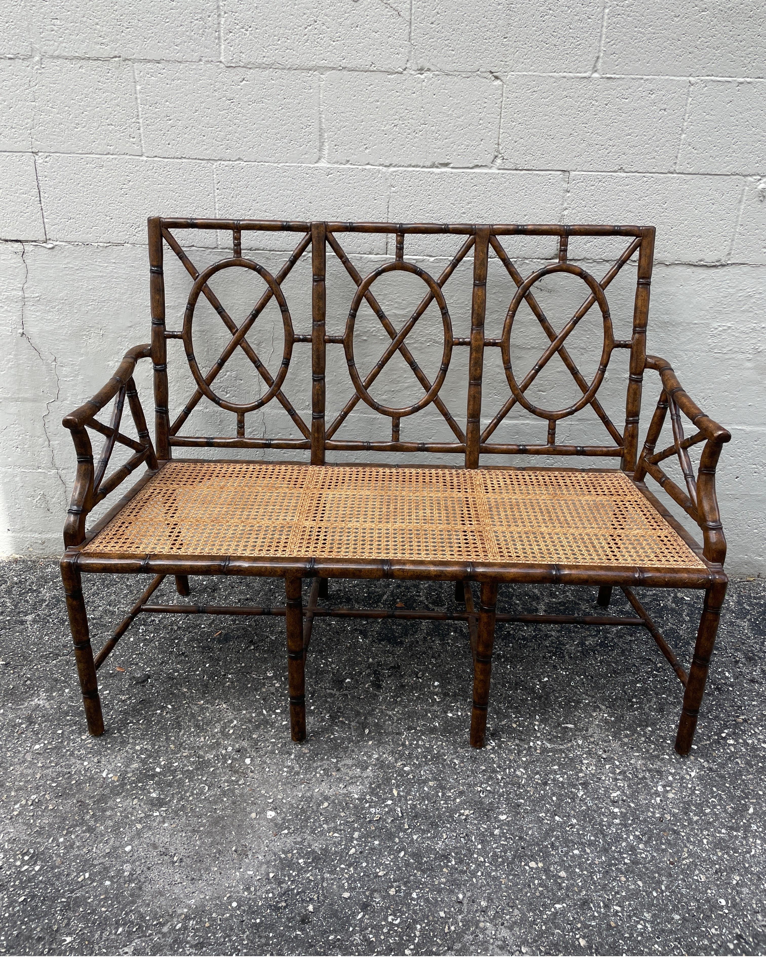 Chinoiserie Faux Bamboo Loveseat 9