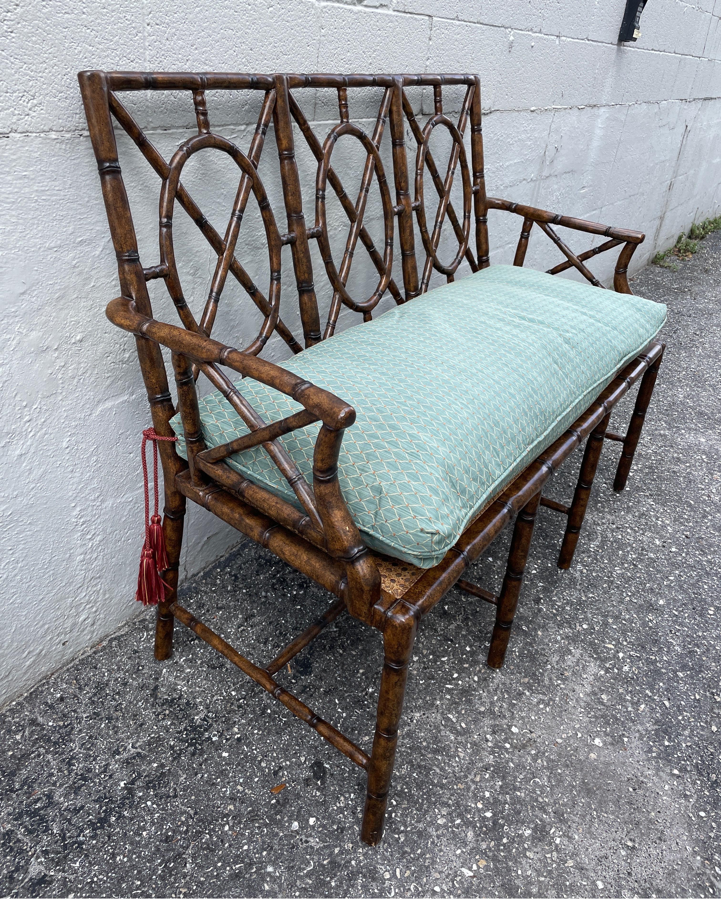 20th Century Chinoiserie Faux Bamboo Loveseat