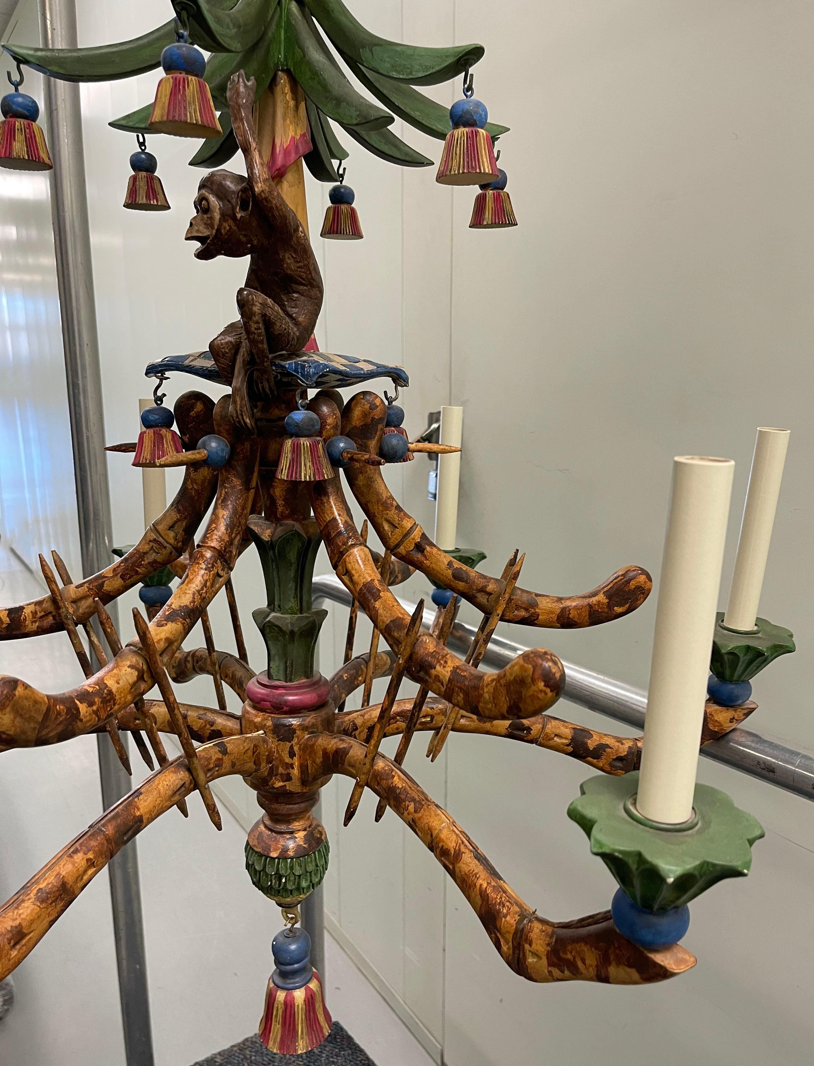 Araña de mono de bambú de imitación Chinoiserie 1