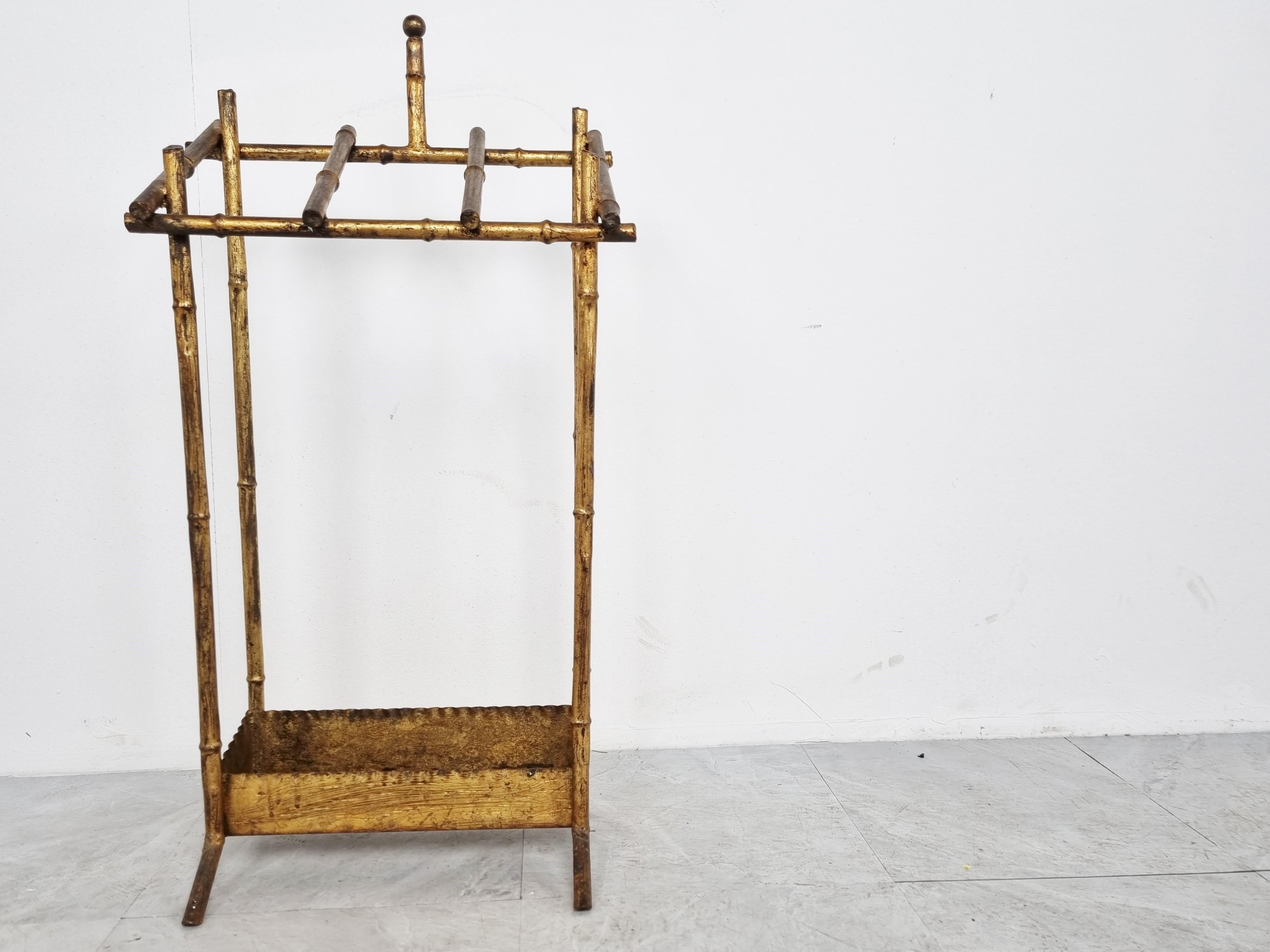 Spanish Chinoiserie Faux Bamboo Umbrella Stand, 1960s For Sale