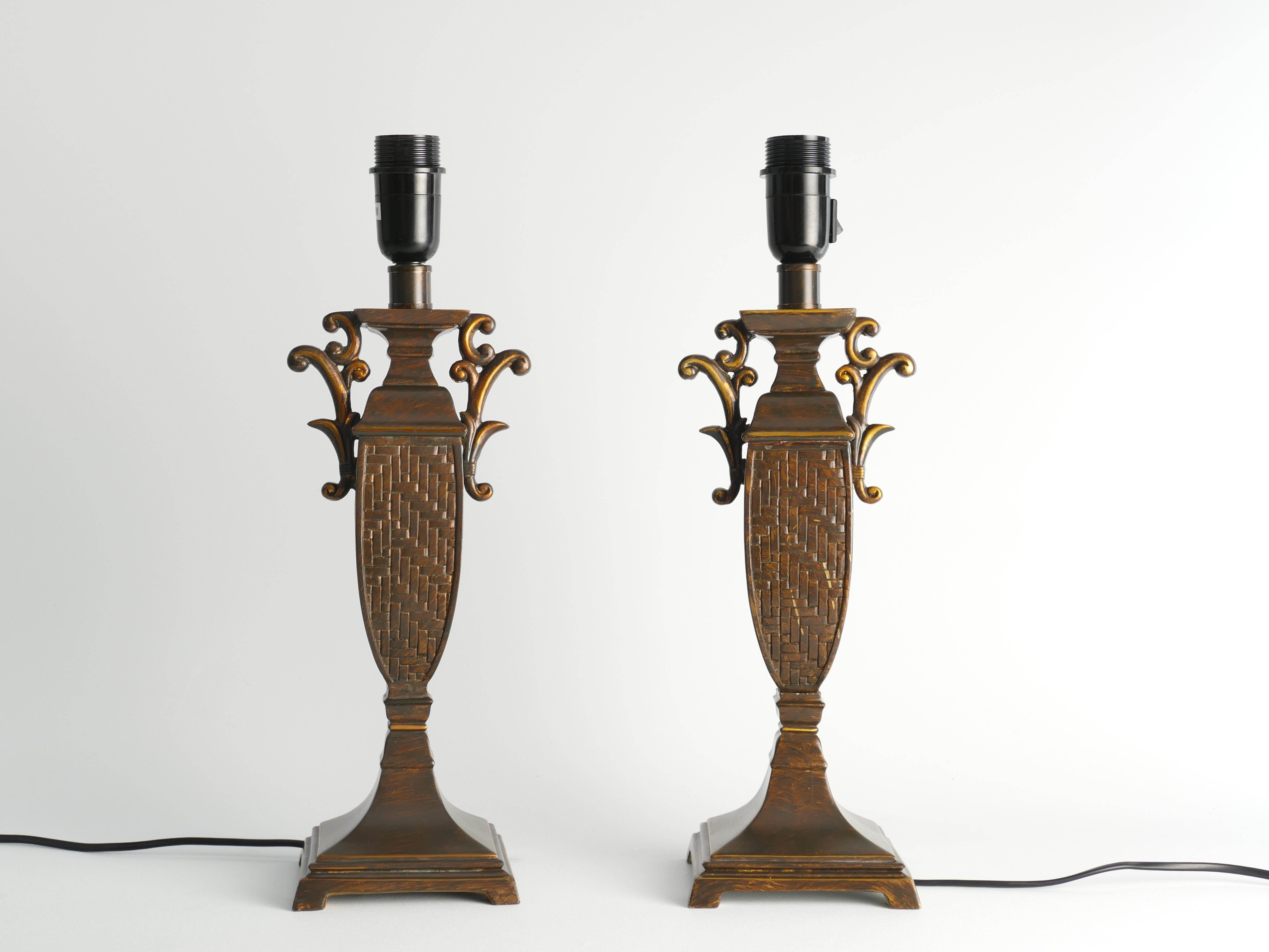 Swedish Chinoiserie Faux Rattan Amphora Table Lamps by Aneta, Sweden 1980's For Sale